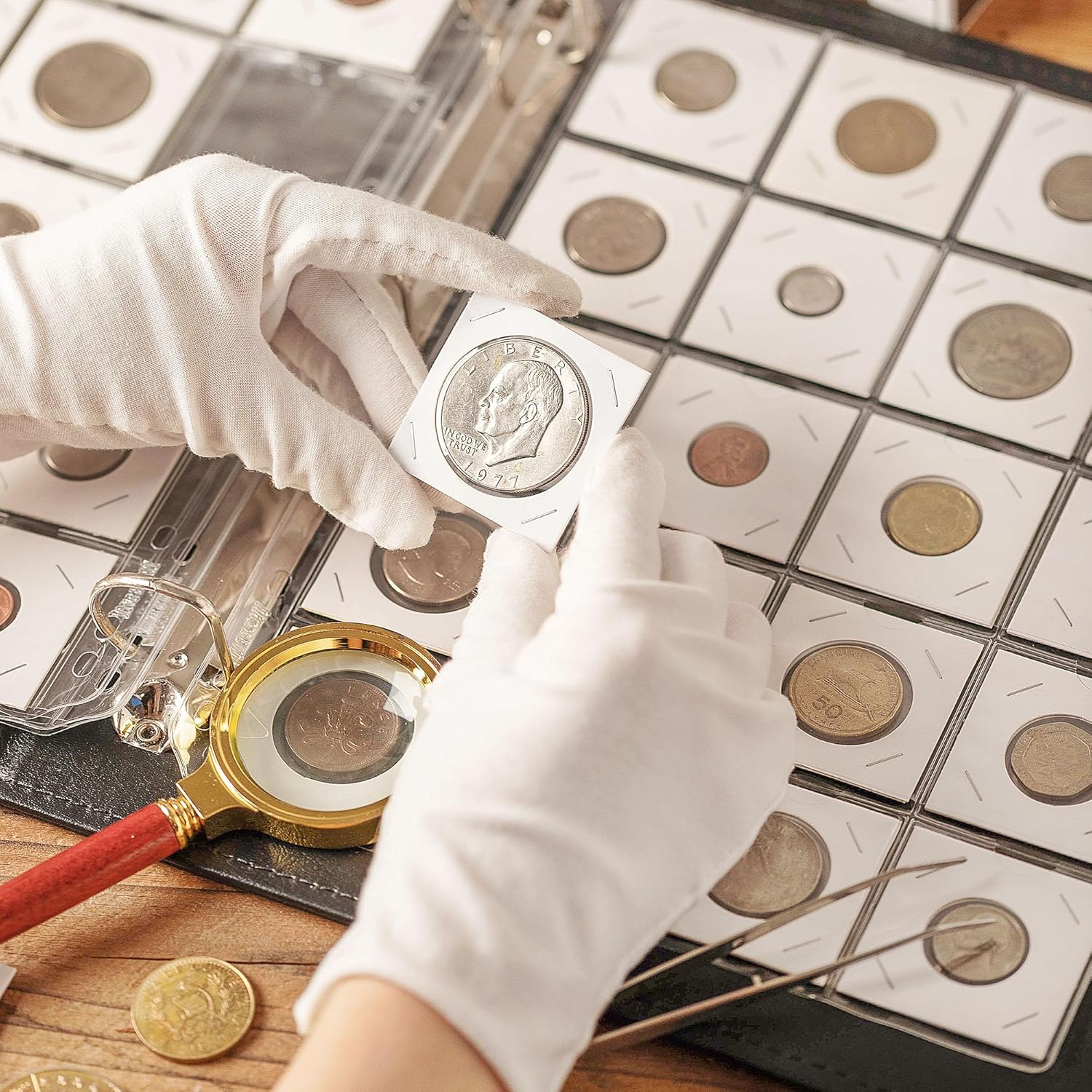 300PCS Coin Flips in 6 Sizes Cardboard Coins Holders 2x2 inch for Dollars Penny Quarter Cents Nickels Coin Collection Supplies FC01MX2