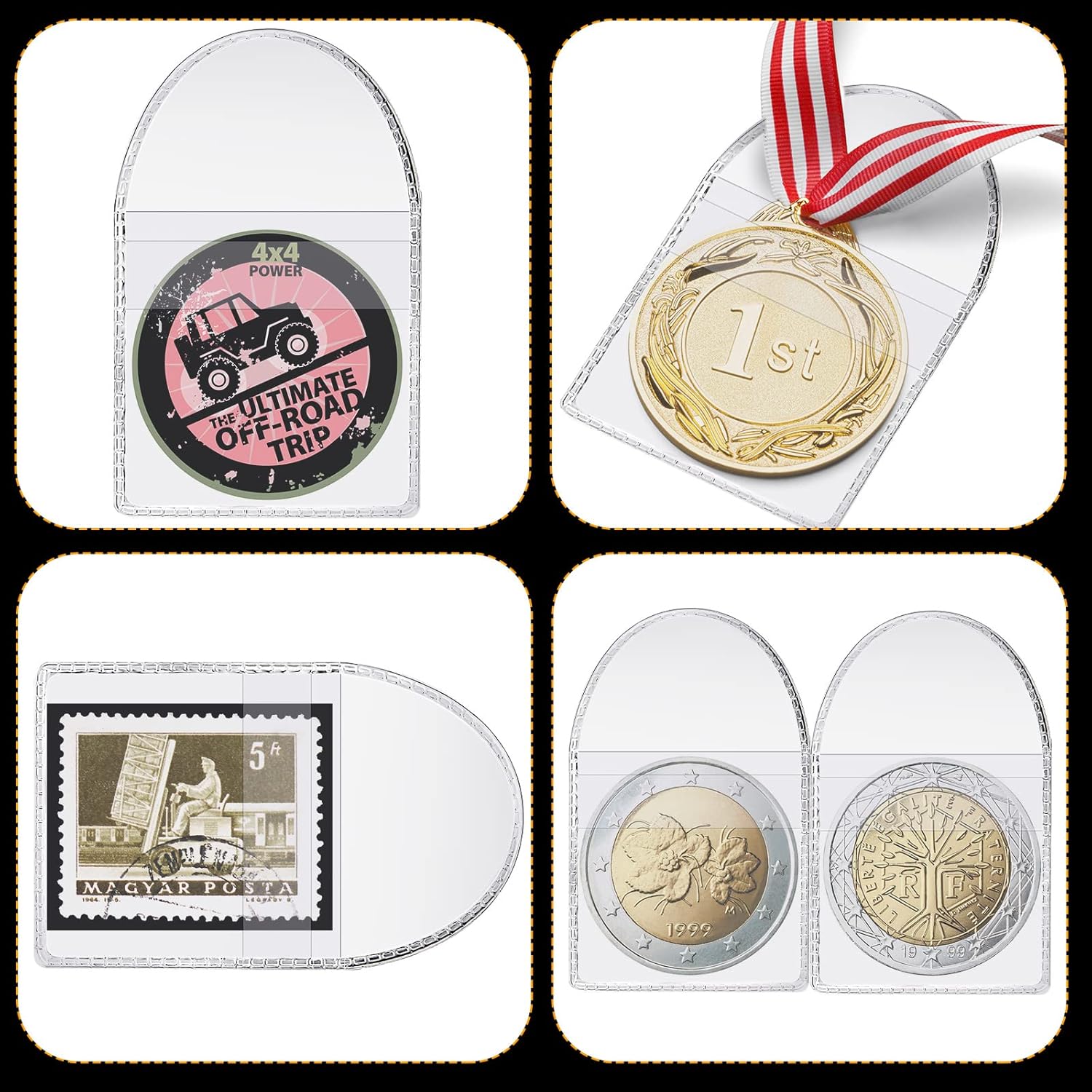 150 Pcs Single Pocket Coin Sleeves Currency Bill Holders Clear PVC Individual Sleeves Holders Coin Holder Currency Bills Protector Plastic Coin Pouch (Polygon, 2.2 x 2 Inch) - Image 6