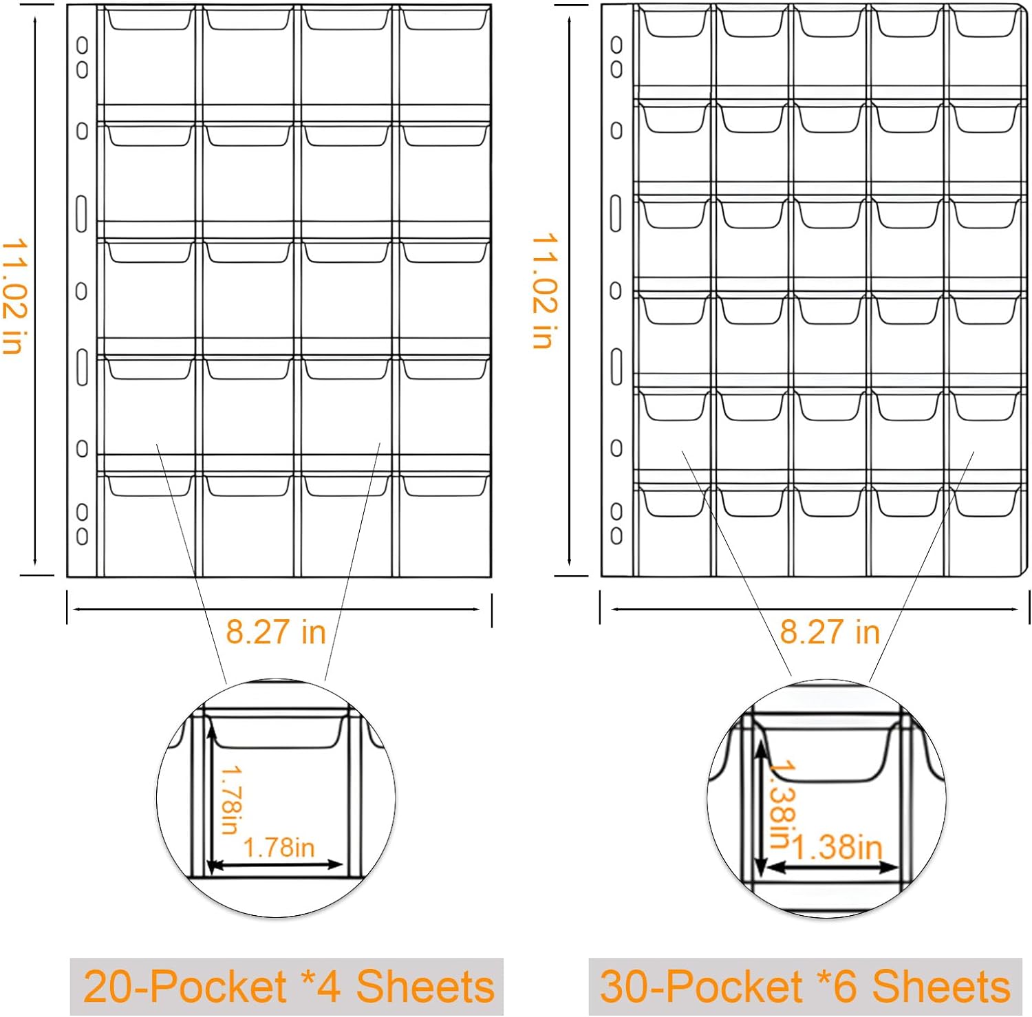 Alternative view of GoShambar Coin Collection Book Holder for Collectors,428 Pockets Coin Collection Supplies & 12 Sleeves Paper Money Currency Album, Display Storage Case for All Coins (Brown)