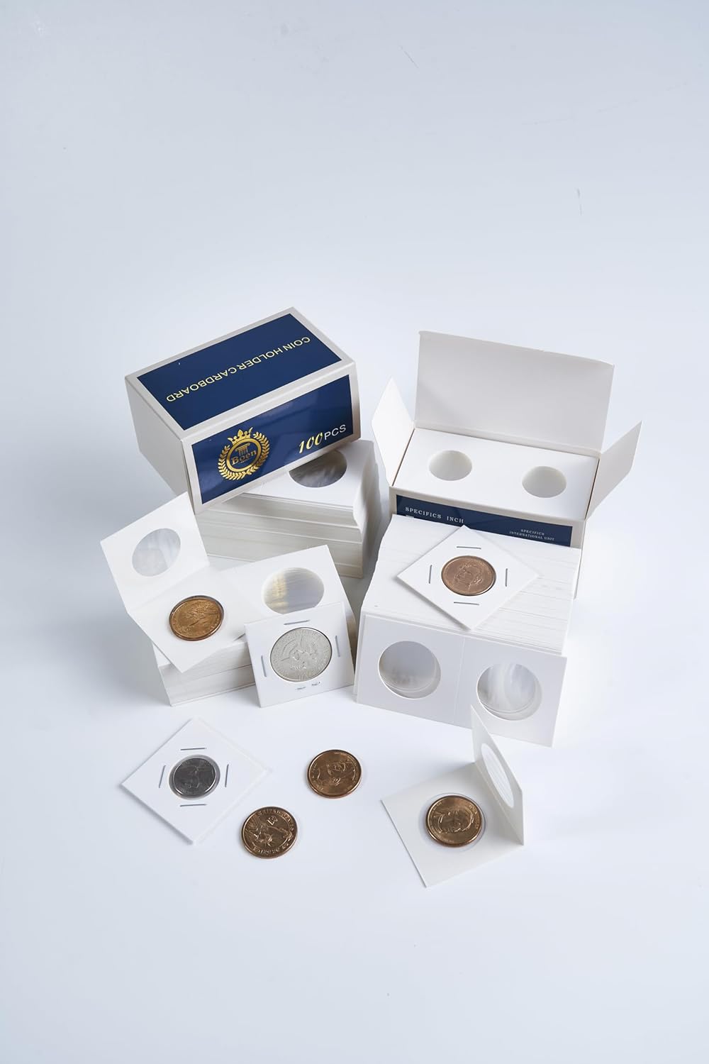 Alternative view of Boen Coin Flips 300Pcs 20.5mm/(0.8 Inch) Coin Flips for Penny Coin Holders for Colletors The Coin Collection Supplies Coin Cardboard Coin Flips for Coin Collection
