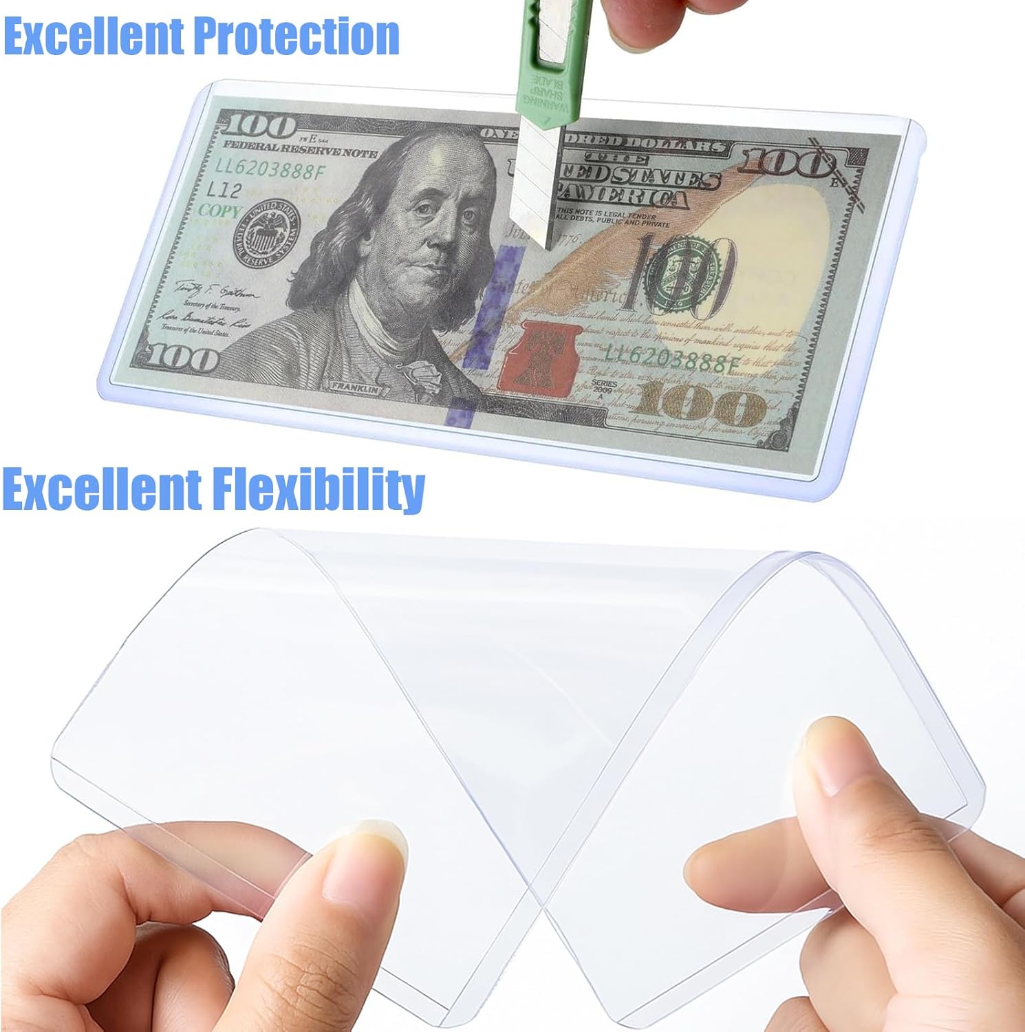 32 Pack Dollar Bill Sleeves, 6.8" x 2.9" Banknotes Top-Insert Holders, Hard Plastic Clear Money Holder, Waterproof Currency Sleeves Dollar Display Protector Organizer Case Supplies for Collectors - Image 4