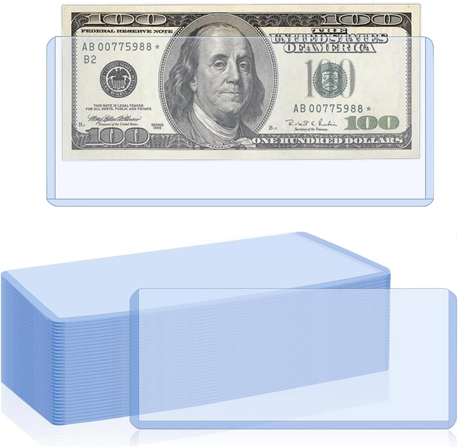 32 Pack Dollar Bill Sleeves, 6.8" x 2.9" Banknotes Top-Insert Holders, Hard Plastic Clear Money Holder, Waterproof Currency Sleeves Dollar Display Protector Organizer Case Supplies for Collectors - Image 6