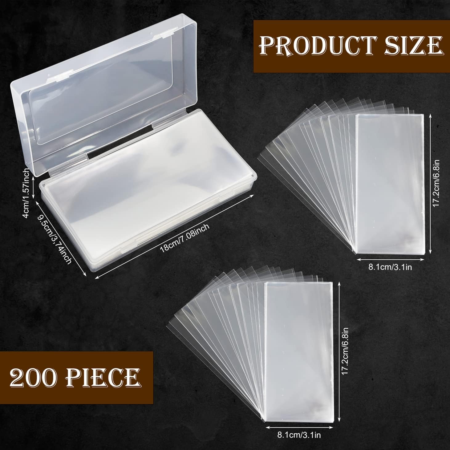Alternative view of 200 Pieces Currency Sleeves, 6.8 x 3.18 inch Dollar Bill Holder with Storage Case for Collectors, Dollar Coin Holder, Clear Plastic Paper Money Sleeves Organizer for Bills, Banknotes,Stamp Paper
