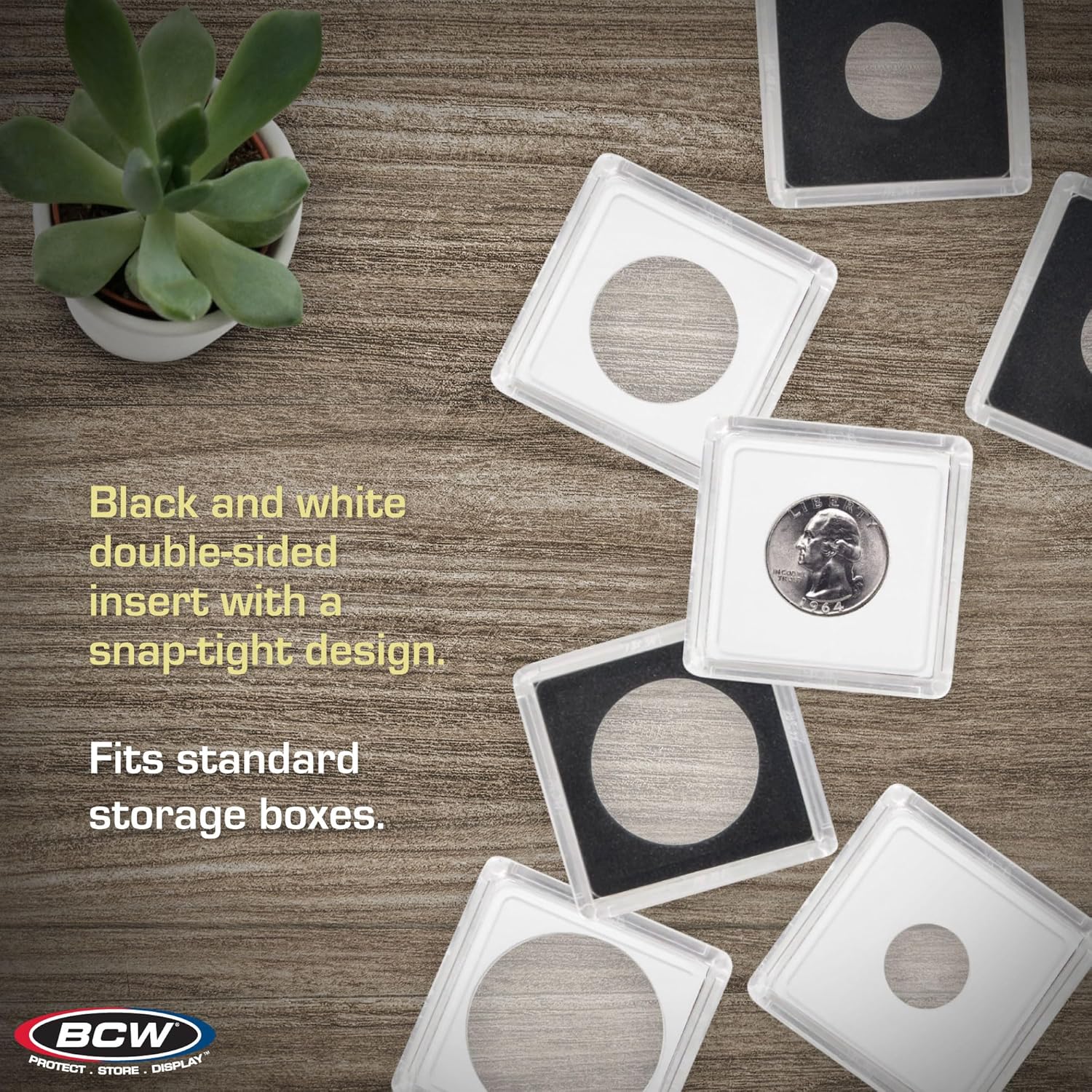 BCW 2x2 Coin Snap - Dollar - 25ct | Coin Holder Case for 38.5mm US Eisenhower Dollar | Snap Together Design | Stackable, Coin Collecting Supplies | Morgan and Peace Dollar Holder