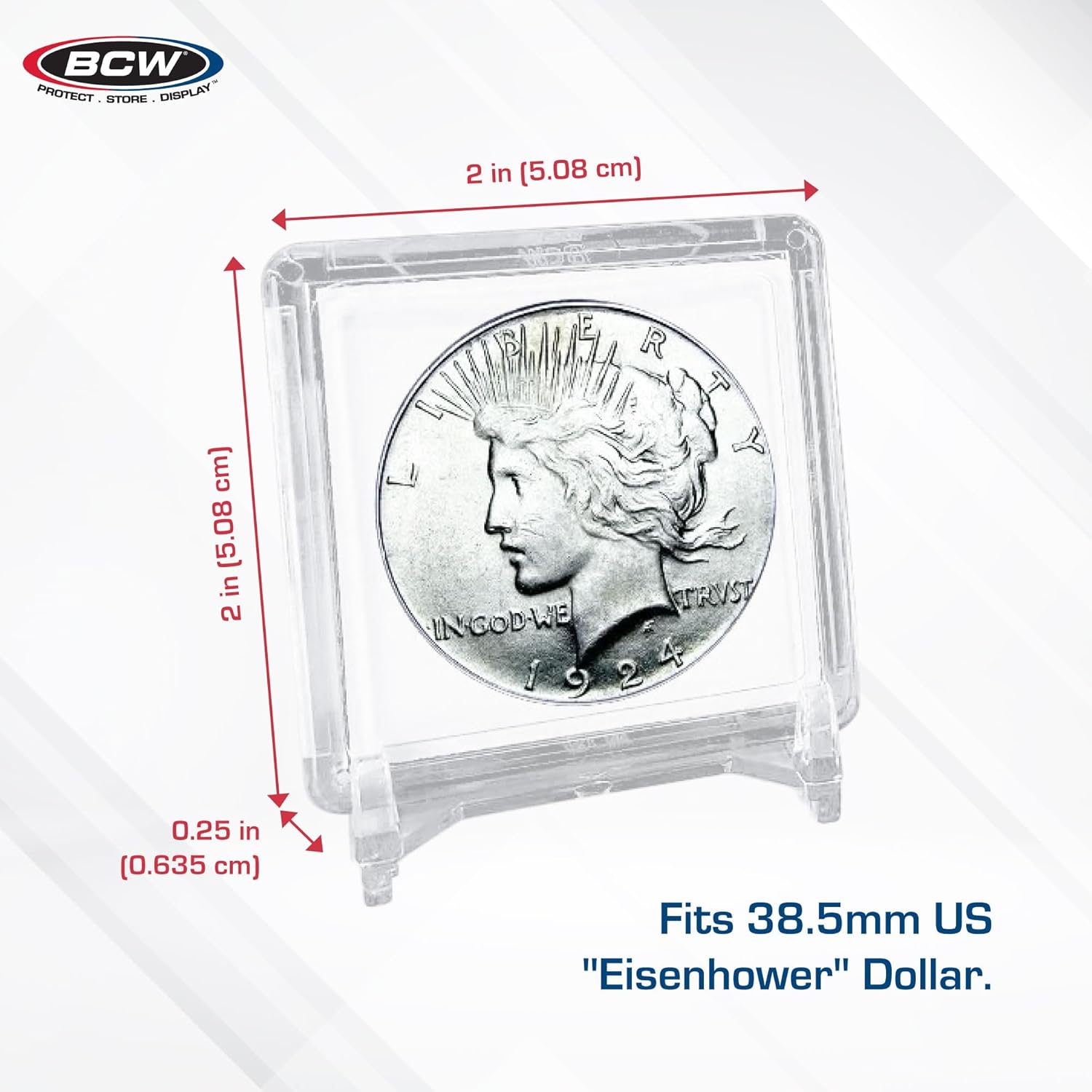 Alternative view of BCW 2x2 Coin Snap - Dollar - 25ct | Coin Holder Case for 38.5mm US Eisenhower Dollar | Snap Together Design | Stackable, Coin Collecting Supplies | Morgan and Peace Dollar Holder