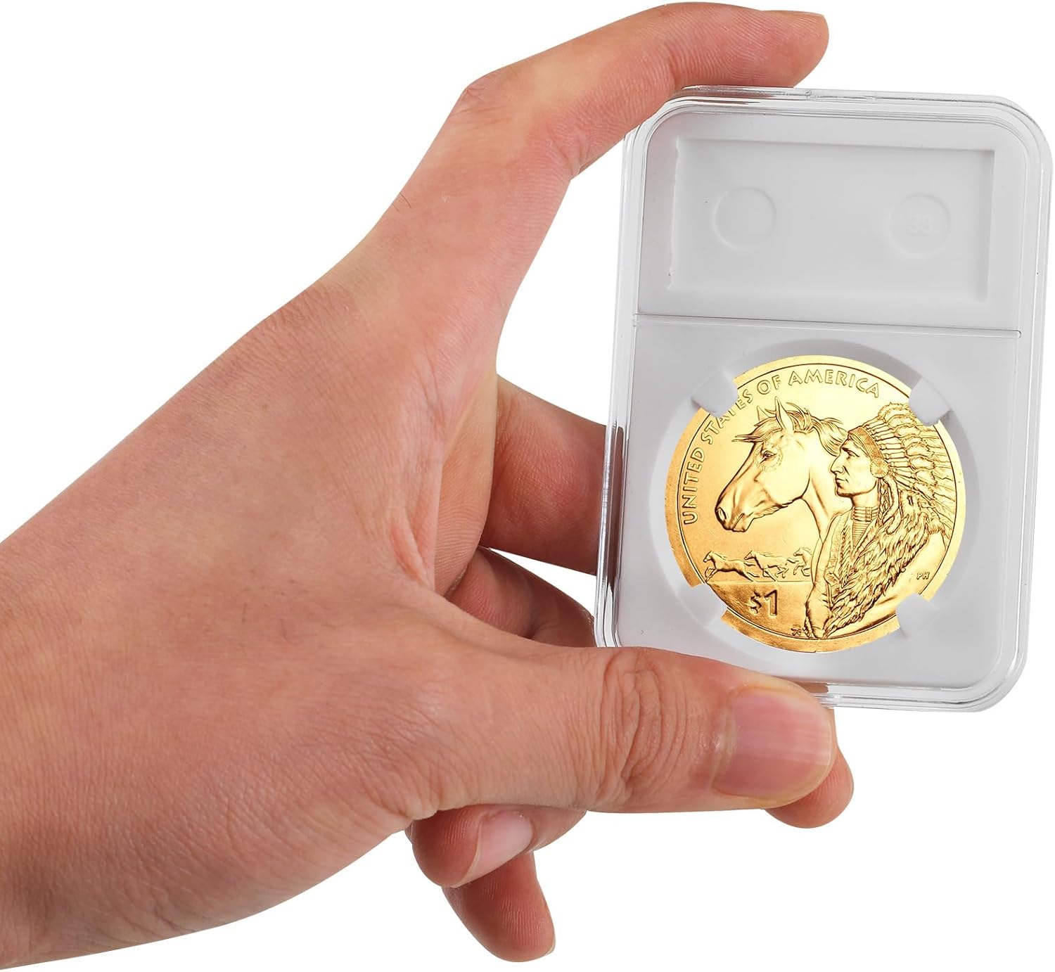 Alternative view of 10-Pack Coin Slab Display Holder, Storage Case for Morgan, Peace, IKE Silver 38mm Dollar Coin, Organize Your Coin Collection with Clear Acrylic Cases