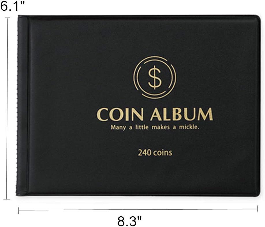 MUDOR Coin Collection Holder Album for Collectors, 240 Pockets Coin Collection Book Office Supplies