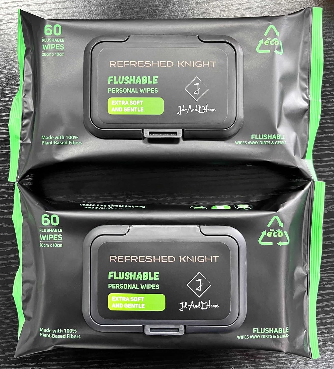 Alternative view of Refreshed Knight XL Flushable Wipes u2013 Clean Touch Collection Premium Adult Wipes pH-Balanced Aloe & Vitamin E Unscented Alcohol-Free Biodegradable 60 Count Extra Large Size