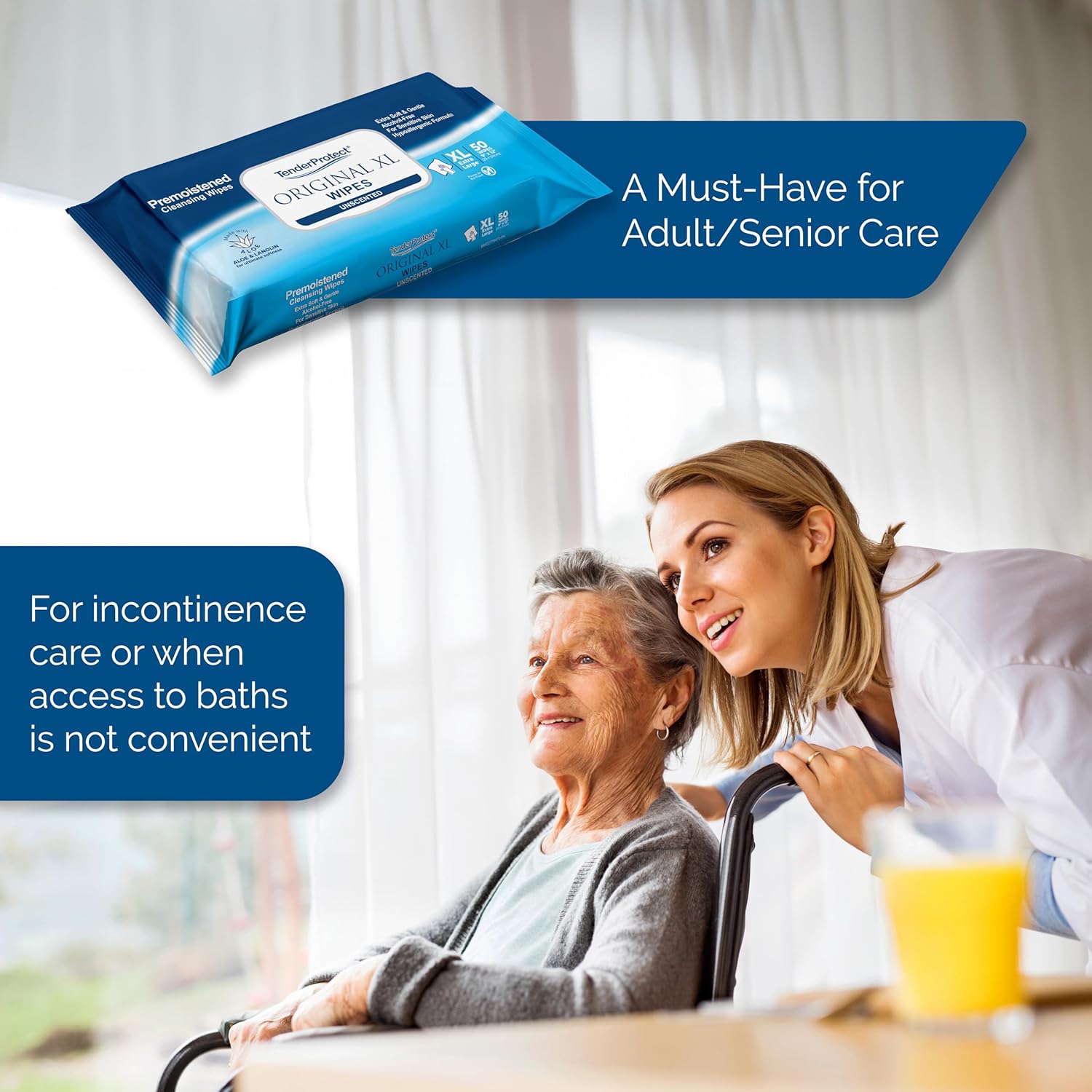 Alternative view of TenderProtect® Original XL Premium Adult Wipes (600 Ct), Extra-Large 9"x12" Wet Wipes with Aloe, Wash Cloths for Babies & Elderly, Incontinence, Hands & Body Cleaning