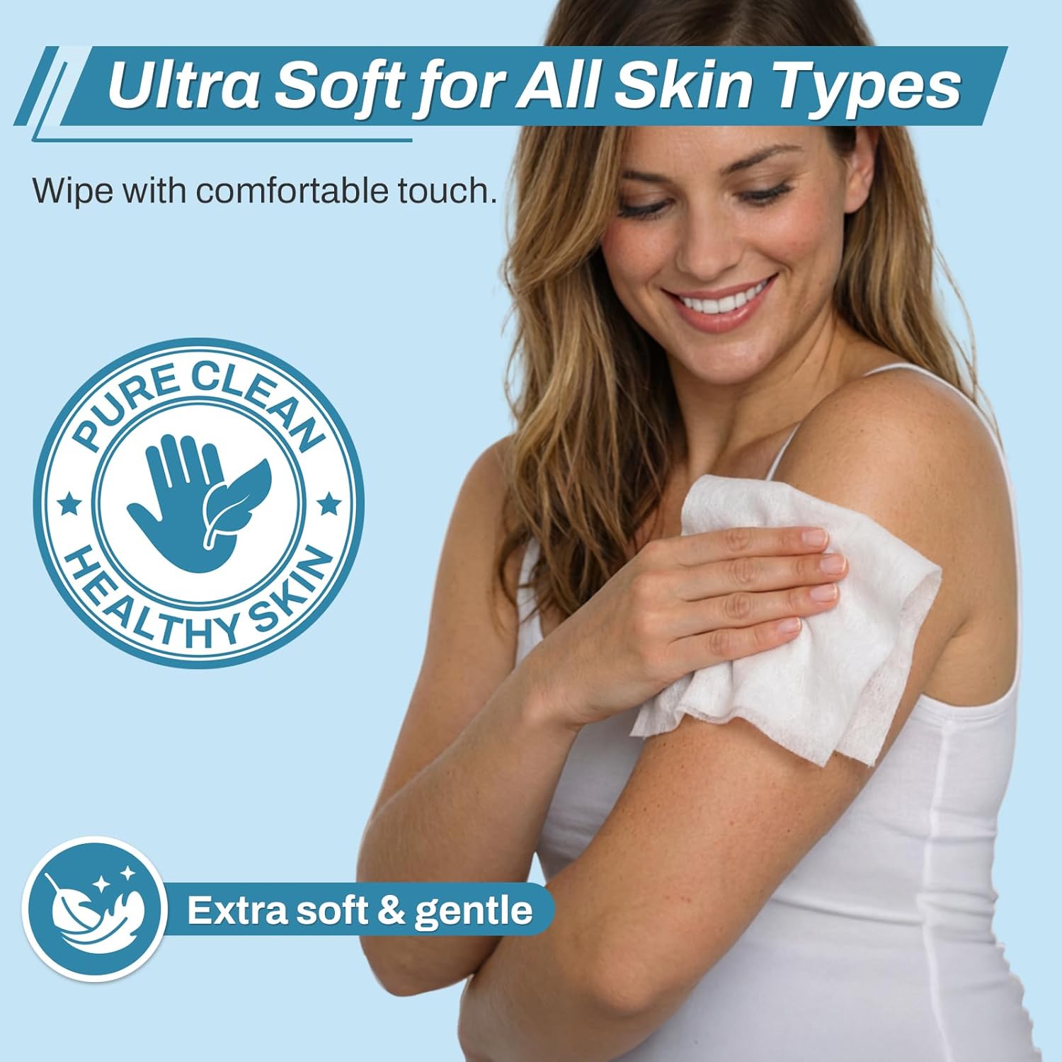 Alternative view of 720 Count (12 Packs of 60) Wipes for Adults, 8" x 12" Extra Large Wet Wipes for Incontinence & Cleansing, Disposable Body Shower & Bath Wipes for Elderly Bathing No-Rinse - Vitamin E & Aloe