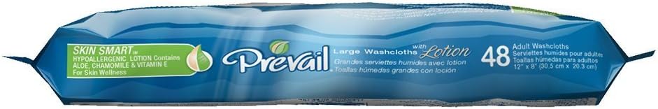 Prevail Soft Pack Adult Washcloths - Unisex Adult Incontinence Wipes - Disposable Adult Wipes for Men & Women - 12"x 8", 576 Count (12 Packs of 48)