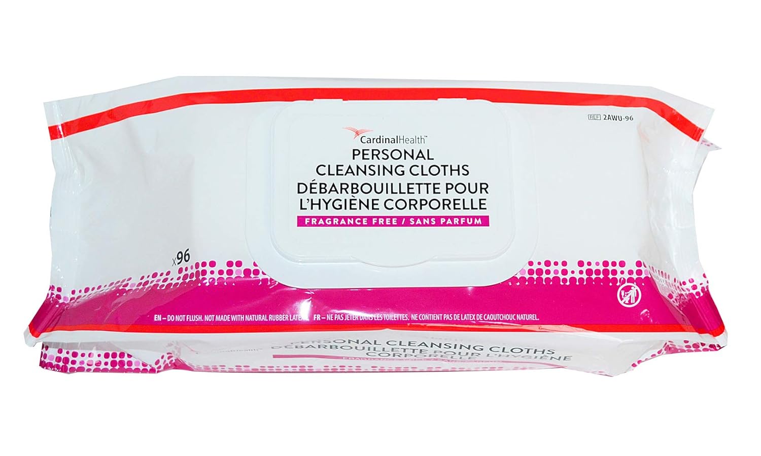 Cardinal Health 2AWU-96 Personal Cleansing Wipe, Non-Flushable, Fragrance Free, 9 X 13IN, 96 Count (1 case of 6 Packs- Total of 576 eaches)