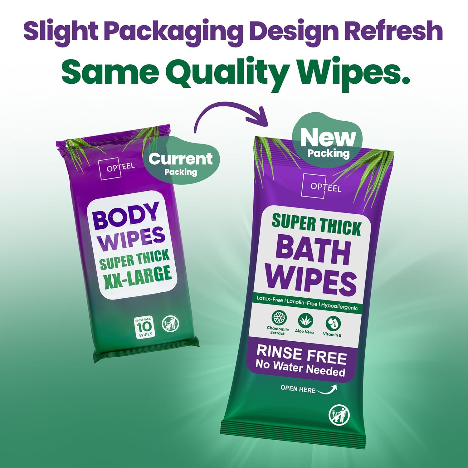 Alternative view of OPTEEL Super Thick Bathing Wipes for Adults Bathing No Rinse u2013 Full Body Shower Wipe, Ideal for Men, Women & Elderly u2013 Extra Large & Soft Travel Wipes Perfect Alternative to Shower u2013 16 Packs (160ct)