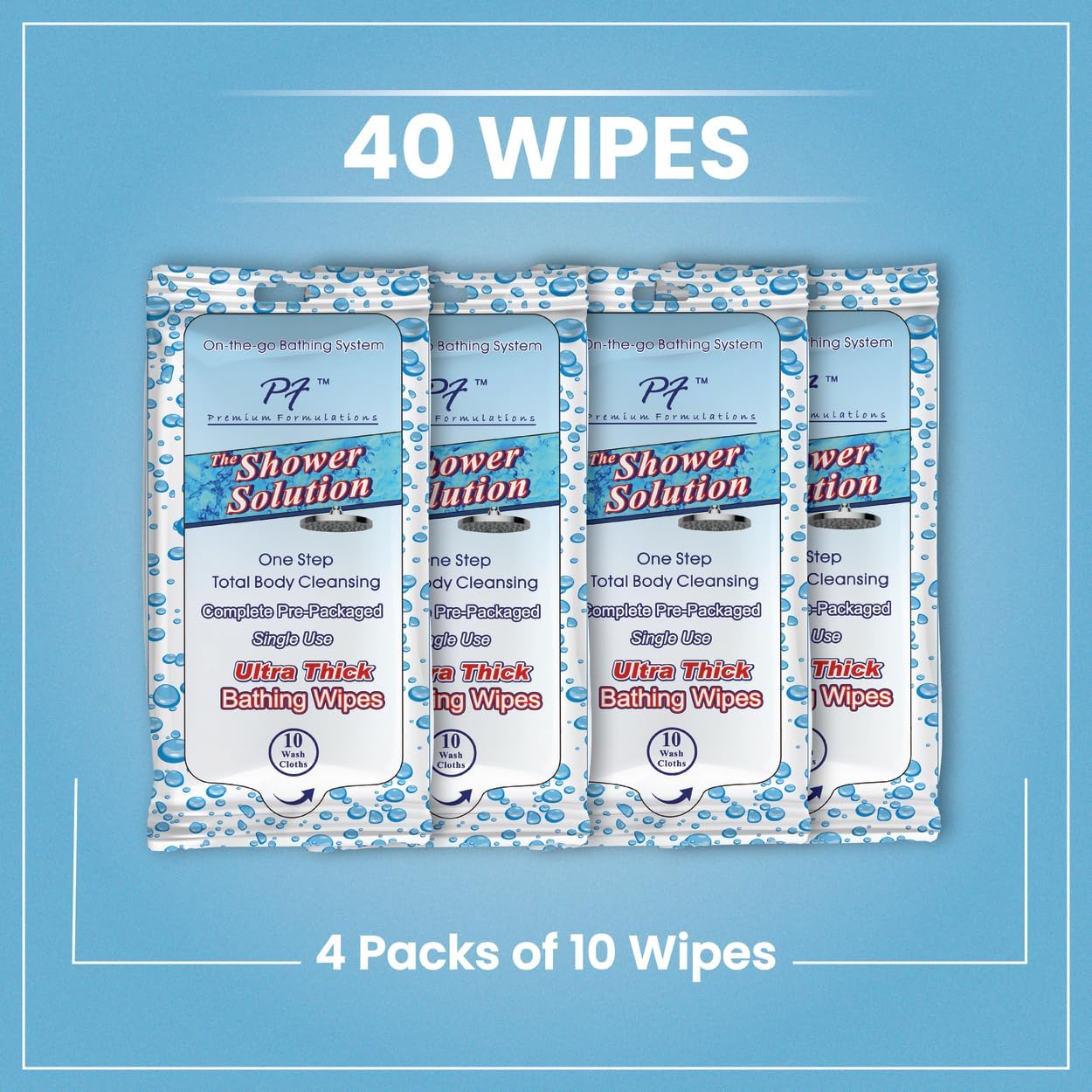 Alternative view of Premium Formulations Shower Solutions - Adult Bathing Wipes, Extra Large and Extra Thick (40 wipes (4 Pack))