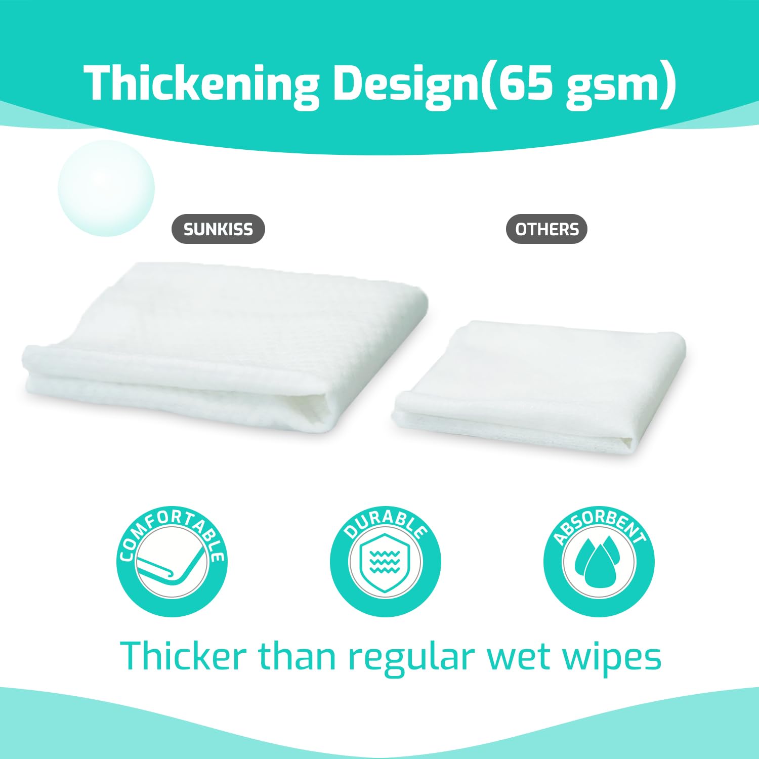 Alternative view of SUNKISS Trustplus Wet Wipes for Adult No Rinse, Extra Large 8u201Dx12u201D Body Cleaning Washcloths for Elderly Incontinence & Cleansing, Unscented, 200 Count (4 Packs of 50)