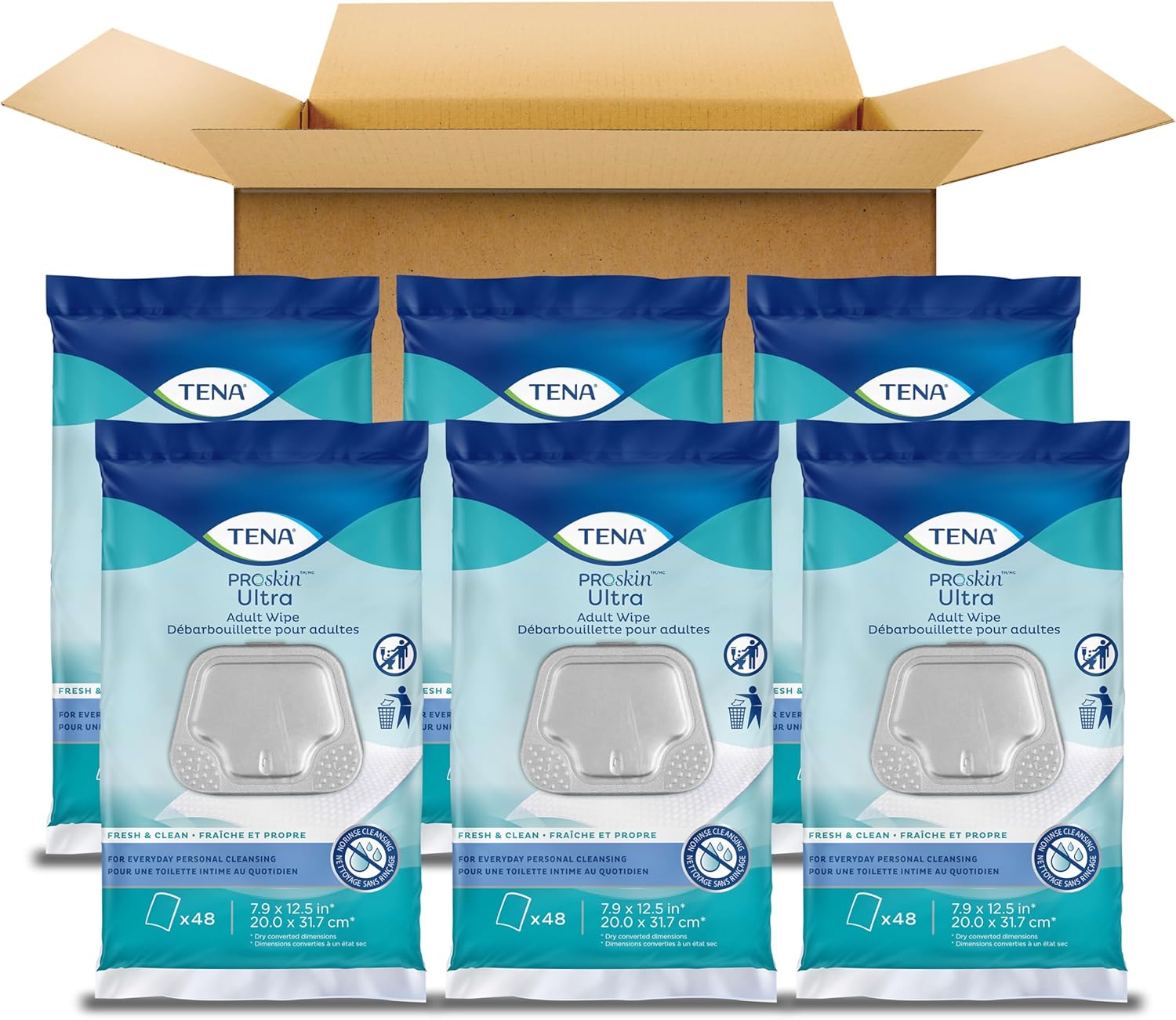 TENA Adult Wipes for Incontinence, Body Cleansing Wipes for Adults, ProSkin - 288 Count