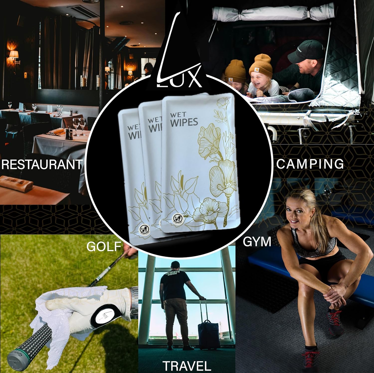 Luxury Wet Wipes u2013 20 Individually Wrapped Microfiber Textured Cleansing Wipes, Unscented Body and Personal Hygiene Wipes for Women & Men u2013 Refresh Anytime at the Gym, Camping, Travel, or Outdoors.