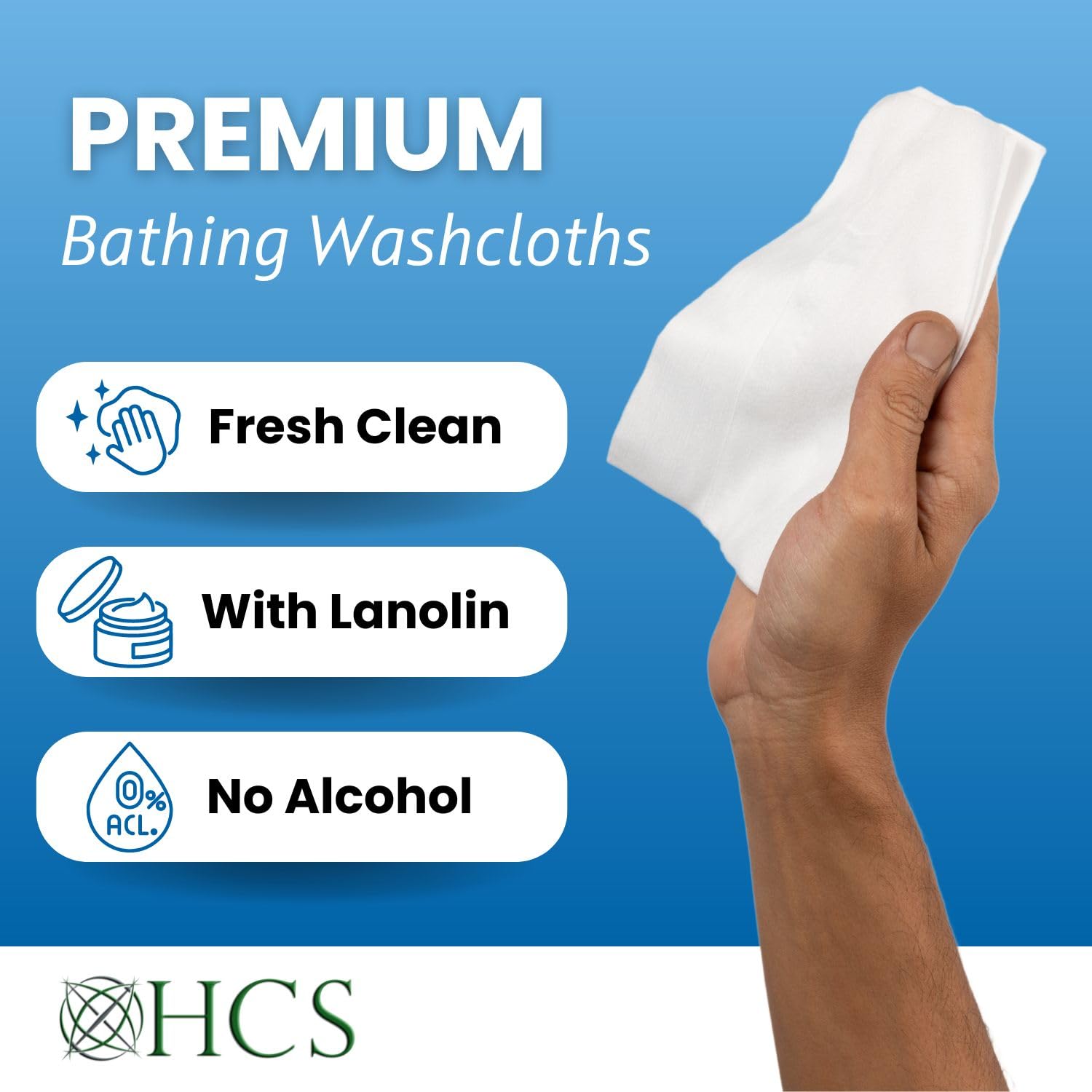 HCS Extra Large Adult Wipes - Elderly, Incontinence - (288) Body Wipes for Adults, Bathing, No Rinse - Cleansing Bath Wipe, Shower - Wet Disposable Washcloths, Aloe, Unscented - 9"x12", 6 Packs of 48