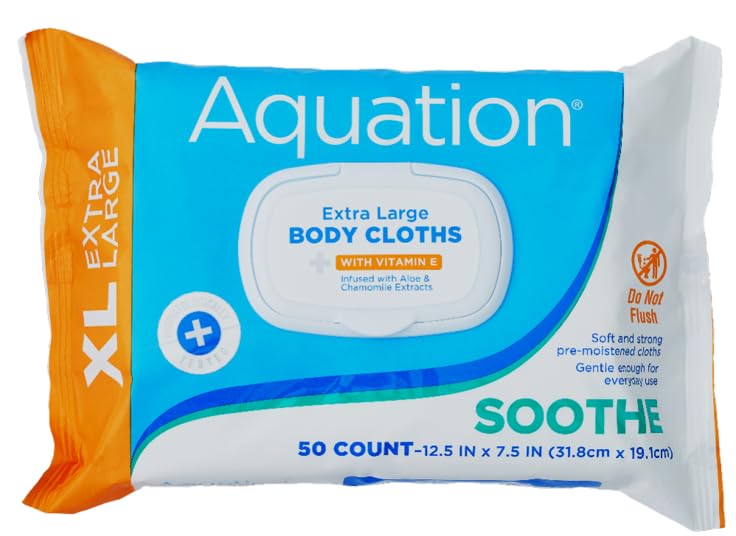 Alternative view of Aquation XL Body Cloth u2013 12.5x7.5" No-Rinse Cleansing Wipes with Aloe & Vitamin E u2013 Hypoallergenic, For Adults, Kids, Seniors, Postpartum, Caregivers (50 Count / 6 Pack, 300 Total)