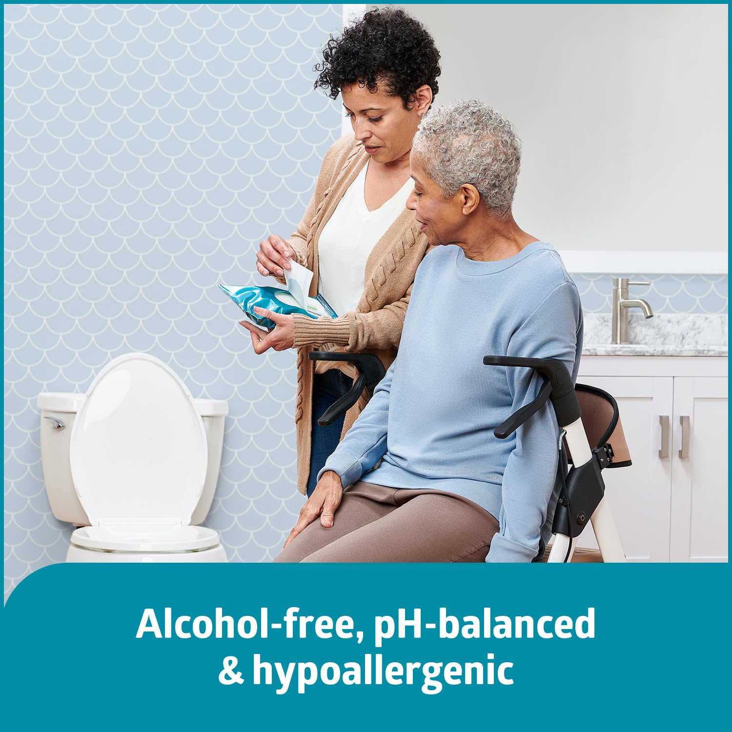 Alternative view of Medline ReadyFlush Flushable Wipes (60 Wipes per Tub), Scented, Biodegradable Flushable Incontinence Wet Wipes for Adults with Aloe, Hypoallergenic & pH-Balanced Personal Cleansing Cloths