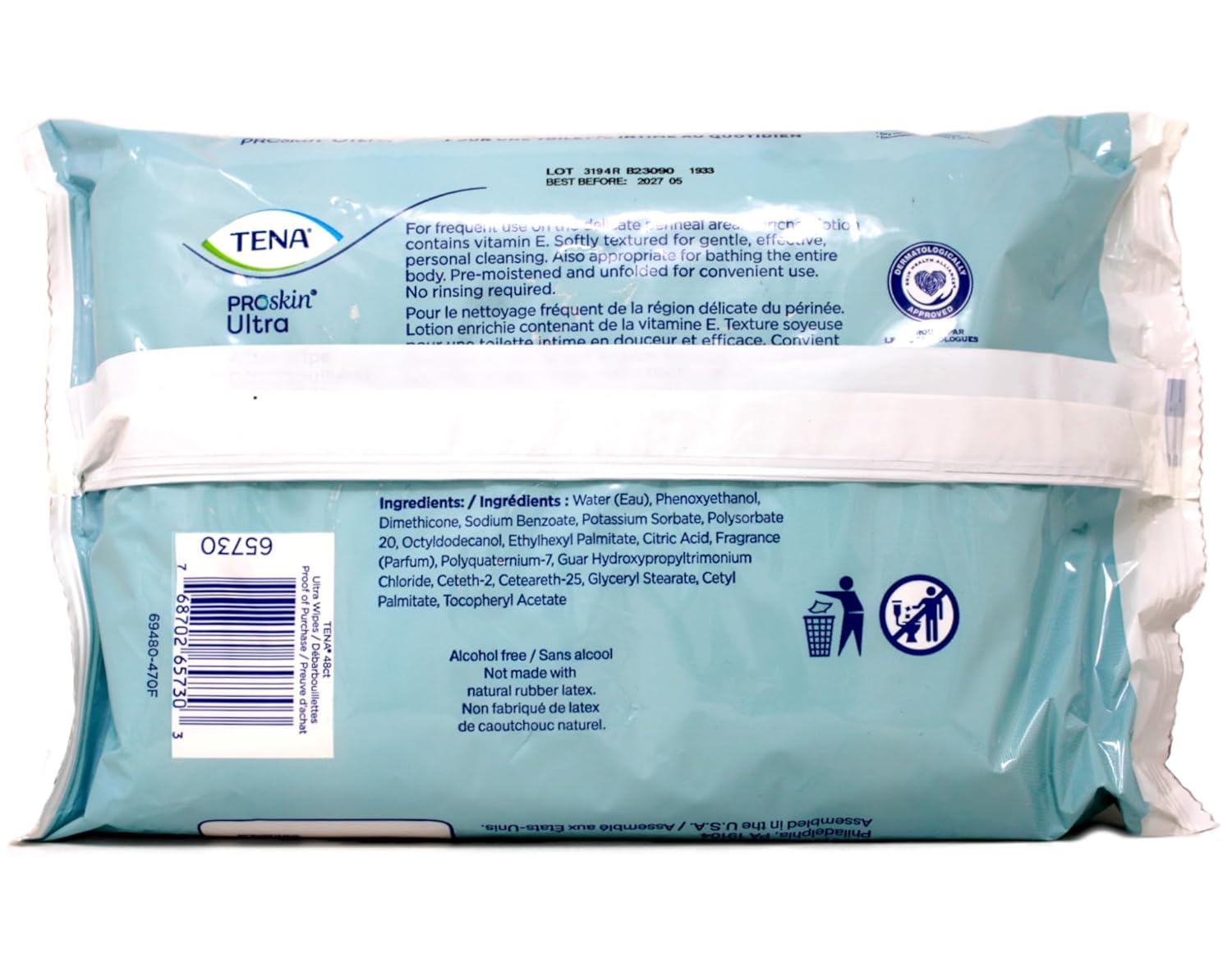 Alternative view of Tena Skincare Incontinence Adult Wipe Pre-Moistened Adult Washcloth 48 ea (Pack of 3)