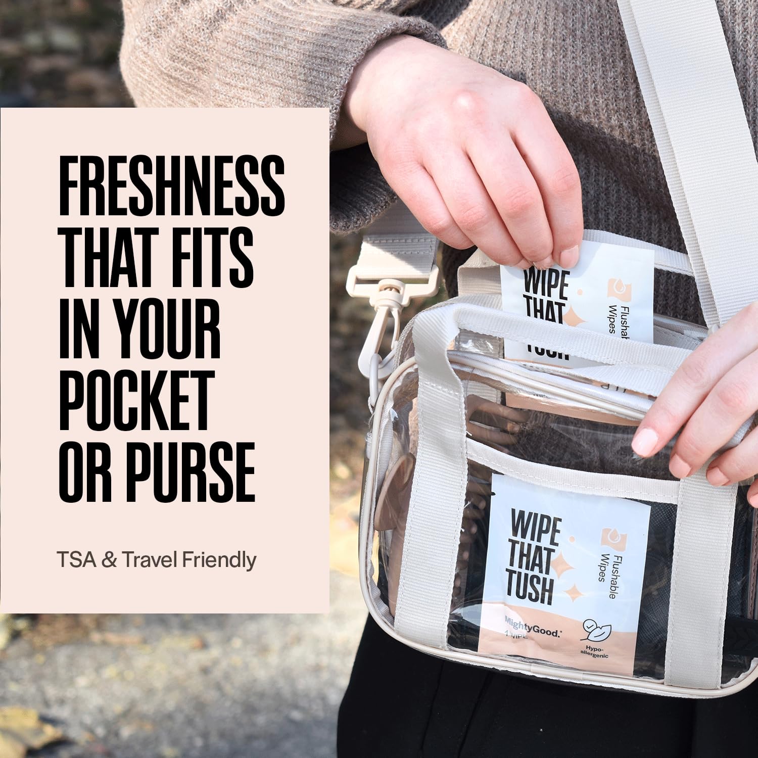 Wipe That Tush On-The-Go Flushable Wipes - 1 Pack of 30 Individually Wrapped Wipes - Fragrance Free - Extra Large & Soft - Hypoallergenic With Aloe & Vitamin E - Septic-Safe