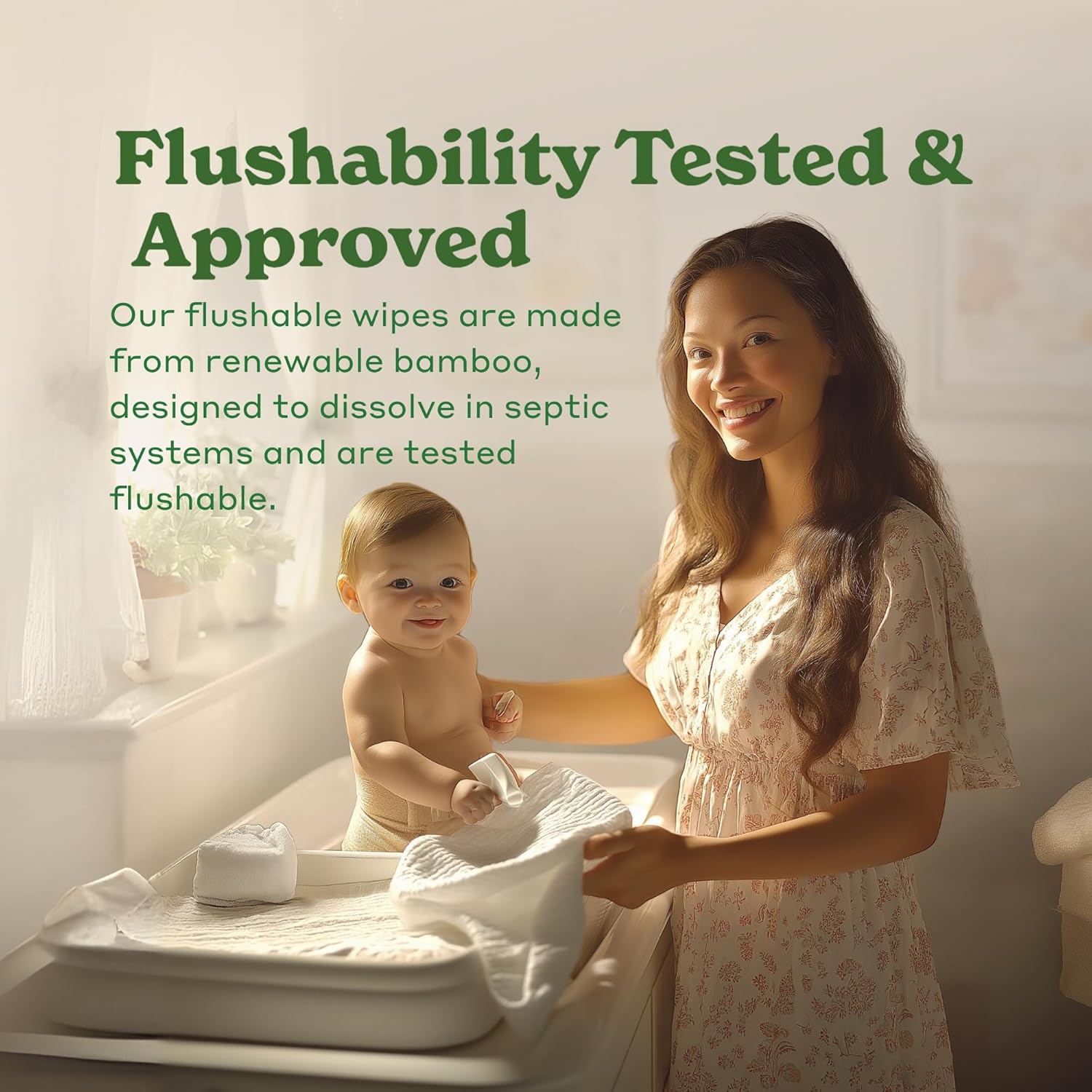 Alternative view of Caboo Tree Free Flushable Wipes, Certified Flushable, Septic Safe, Biodegradable, Chemical Free, Unscented Wipes for Adults made with Renewable Bamboo Based Viscose (Pack of 3, Total of 180)