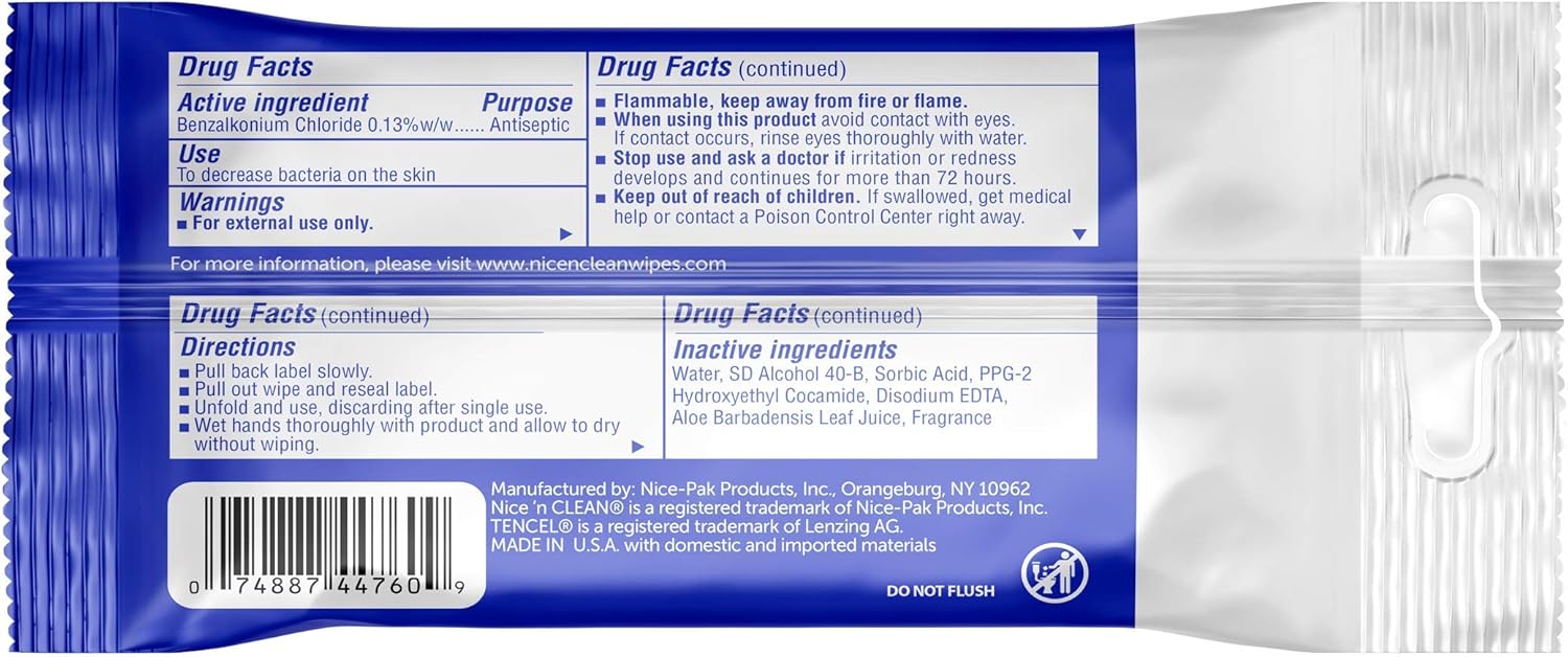 Nice 'N Clean Sensitive Skin Wet Hand Wipes Infused with Aloe & Vitamin E, Blue, 400 Count
