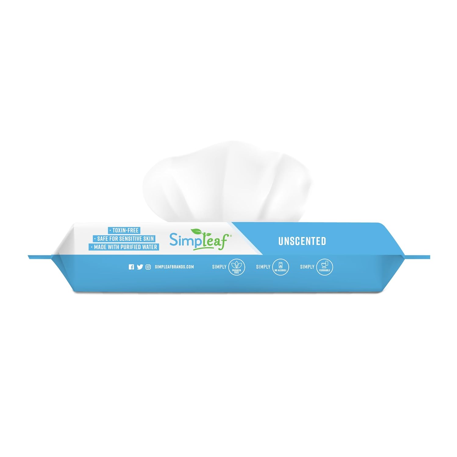 Alternative view of Simpleaf Flushable Wet Wipes Unscented | Plastic Free, Paraben & Alcohol Free | Hypoallergenic & Safe for Sensitive Skin | Soothing Aloe Formula | Adult Toilet Wipes (3 x 50 Counts Pack) 150 Counts
