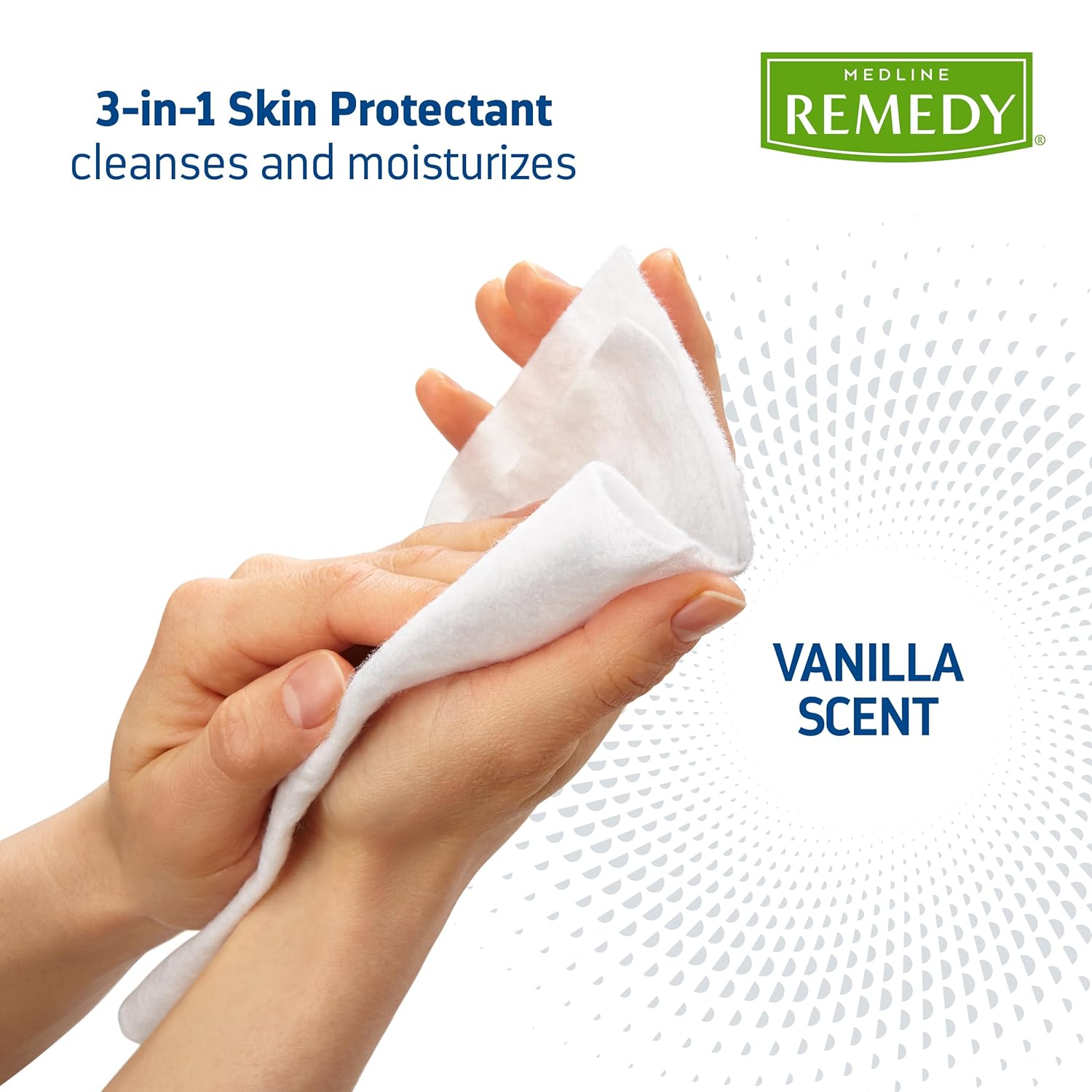 Alternative view of Medline Remedy Clinical 3-in-1 Barrier Cream Cloth, 8 count (32 Packs), 8 x 8 in Adult Wet Wipes, Vanilla Scent, Incontinent Care, Dimethicone, Irritated Skin, Soothing, Nourishing, Gentle
