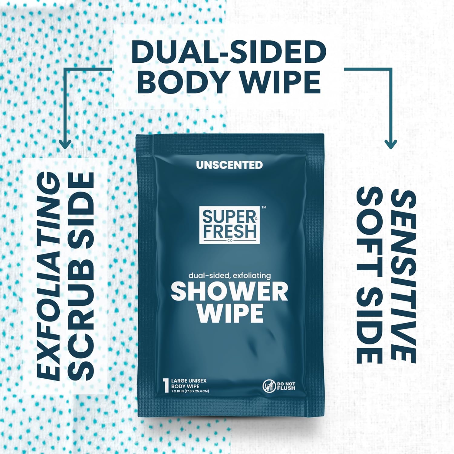Alternative view of Super Fresh Body Wipes, Large Unscented Shower Wipe for Adults Men Women Kids, Personal Hygiene Cleansing Cloth Enriched with Aloe and Vitamin E, Individually Wrapped 10 Pack, Travel Essentials
