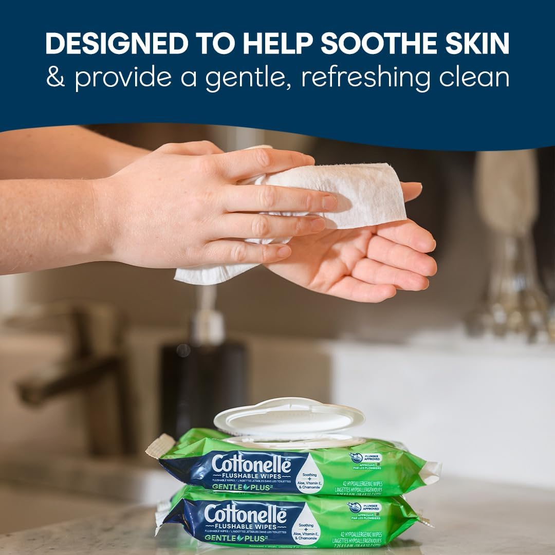 Alternative view of Cottonelle GentlePlus Flushable Wet Wipes with Aloe & Vitamin E, 1 Refill Pack, 168 Wipes Per Pack, Packaging May Vary