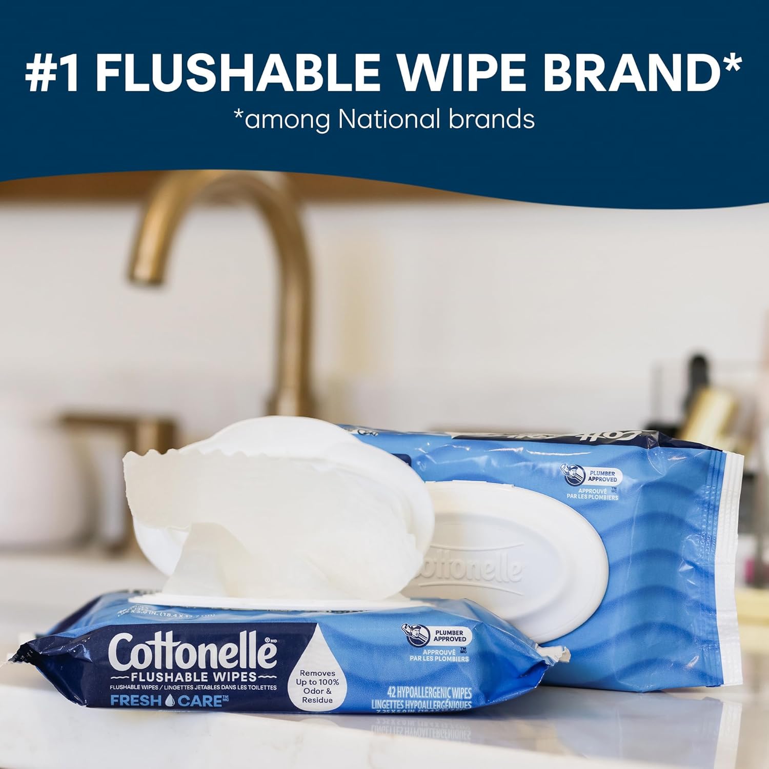 Alternative view of Cottonelle Fresh Care Flushable Wet Wipes, Adult Wet Wipes, 2 Refill Packs, 168 Wipes Per Pack (336 Total), Packaging May Vary
