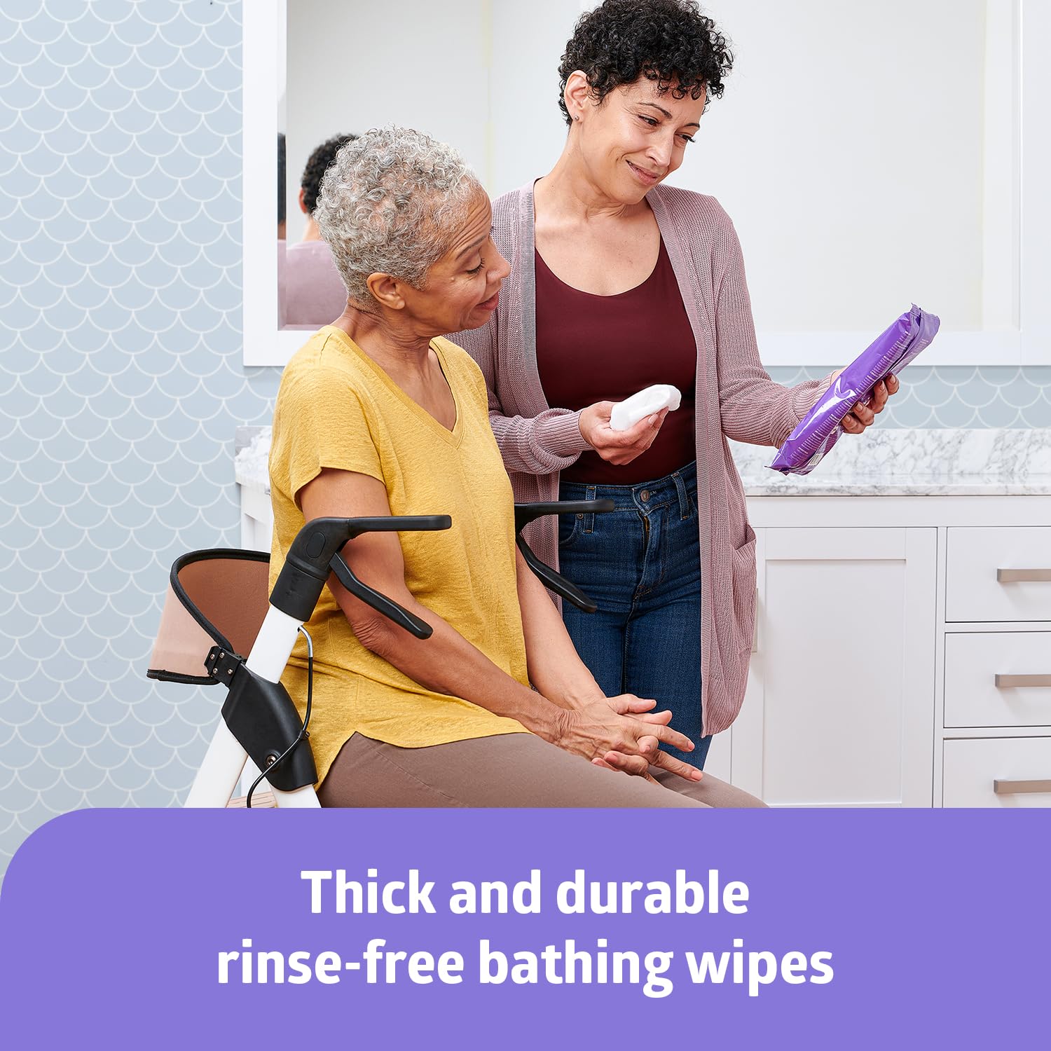 Medline Readybath Body Wipes, Shower and Bath for Adults, No Rinse Disposable Washcloths, Extra Thick, Hypoallergenic, Alcohol-Free, Aloe-Infused, Unscented, 240 Count (30 Packs), 8x8 Inch