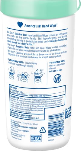Alternative view of Wet Ones Hand and Face Wipes,u202FSensitive Skin Wipes | Unscented Wipes, Hand and Face Wipes Sensitive Skin, Wet Ones Sensitive Skin Wipes, 40 ct. Canister