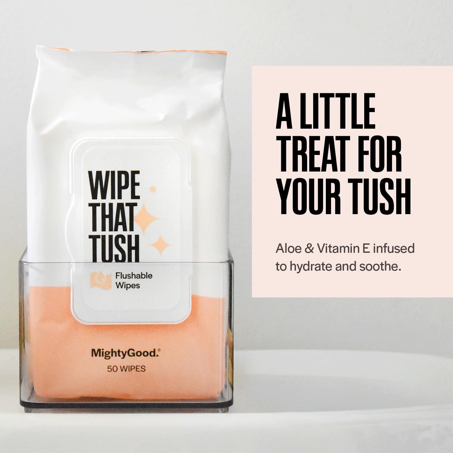 Alternative view of Wipe That Tush Flushable Wipes - 2 Packs of 50, 100 Total - Extra Large & Soft - Hypoallergenic & Fragrance-Free With Aloe & Vitamin E - Septic-Safe