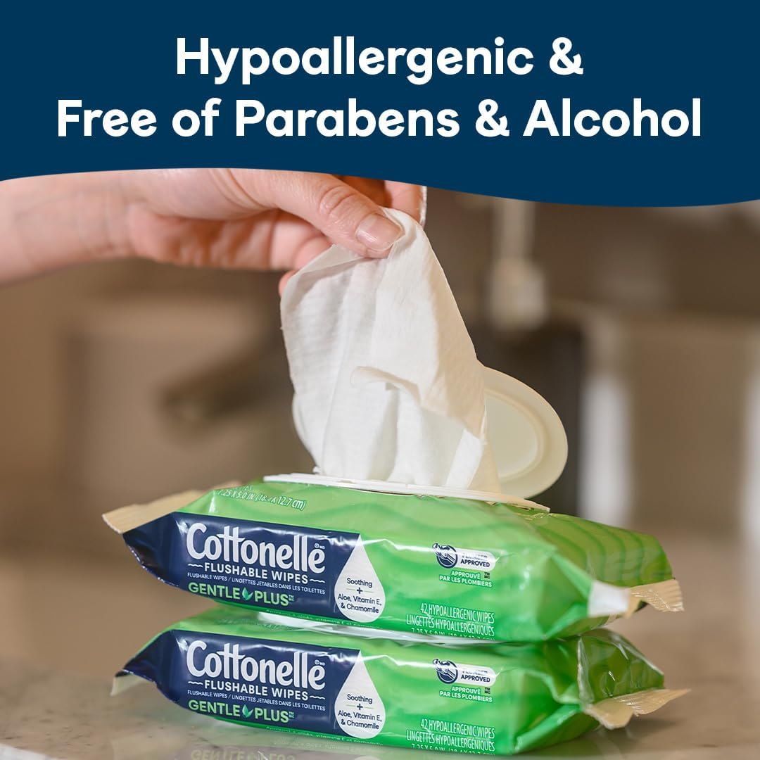 Alternative view of Cottonelle GentlePlus Flushable Wet Wipes with Aloe & Vitamin E, 8 Flip-Top Packs, 42 Wipes Per Pack (336 Total Wipes), Packaging May Vary