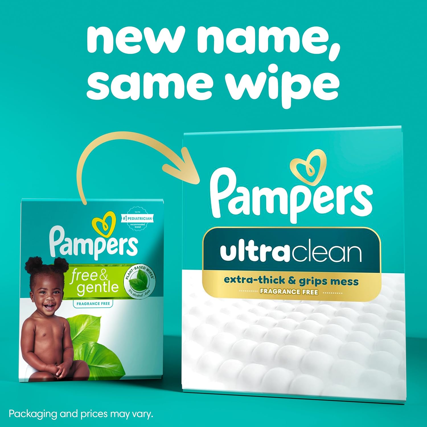 Pampers Ultra CleanBaby wipes (Previously 'Free & Gentle'), 99% Water, Hypoallergenic, Unscented, 100% Plant Based, Plastic-Free, 624Baby wipes Total (8X Flip-Top Packs) [Packaging May Vary]