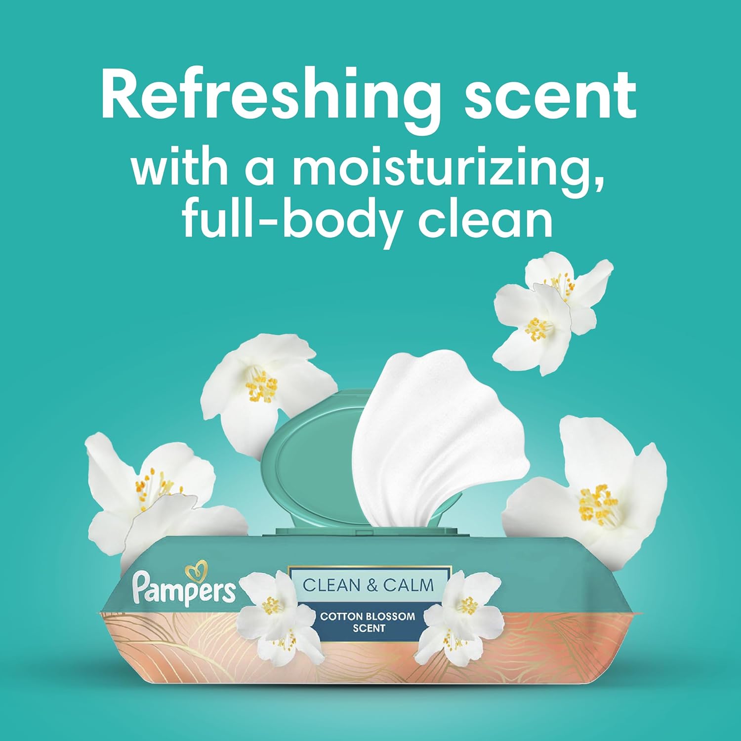Alternative view of Pampers Wipes, Clean & Calm, Cotton Blossom Scent, 336 Wipes Total (6X Pop-Top Packs)