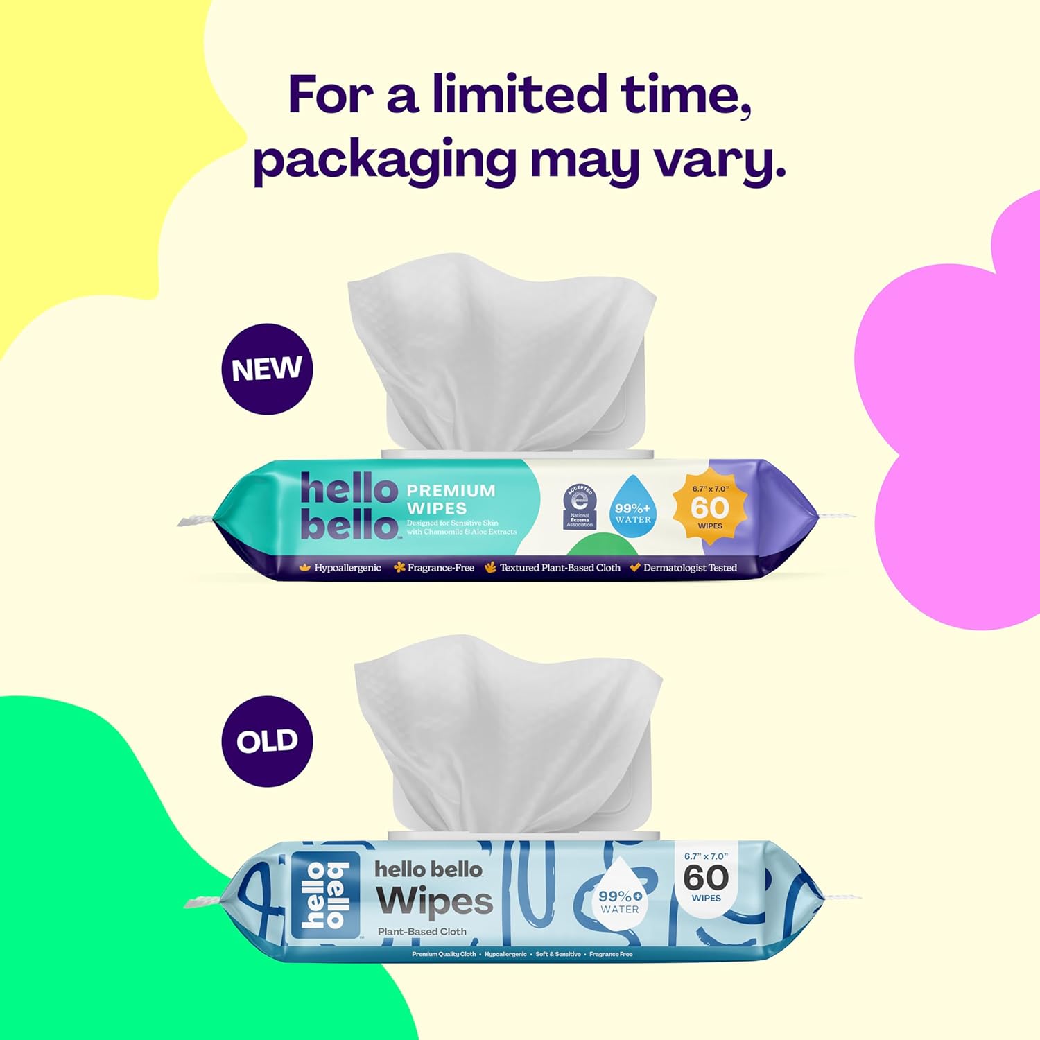 Alternative view of Hello Bello Extra Gentle UnscentedBaby wipes, Plant Based, Made with 99% Water and Aloe for Babies and Kids, 720 Count