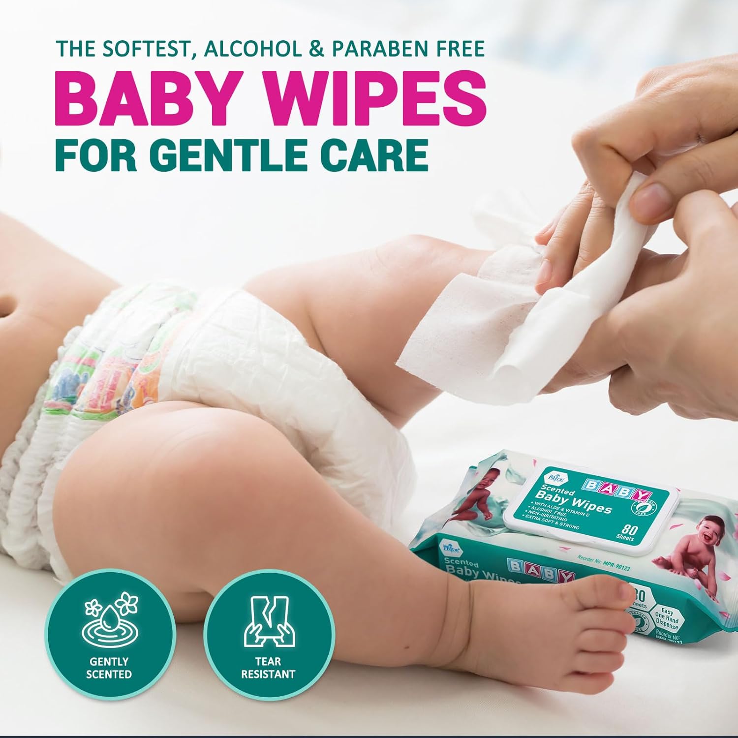 Alternative view of MED PRIDE ScentedBaby wipes Packs in Bulk, 24 Packs X 80 = 1920 Count, Alcohol-Free, Paraben-Free, with Aloe Vera & Vitamin E