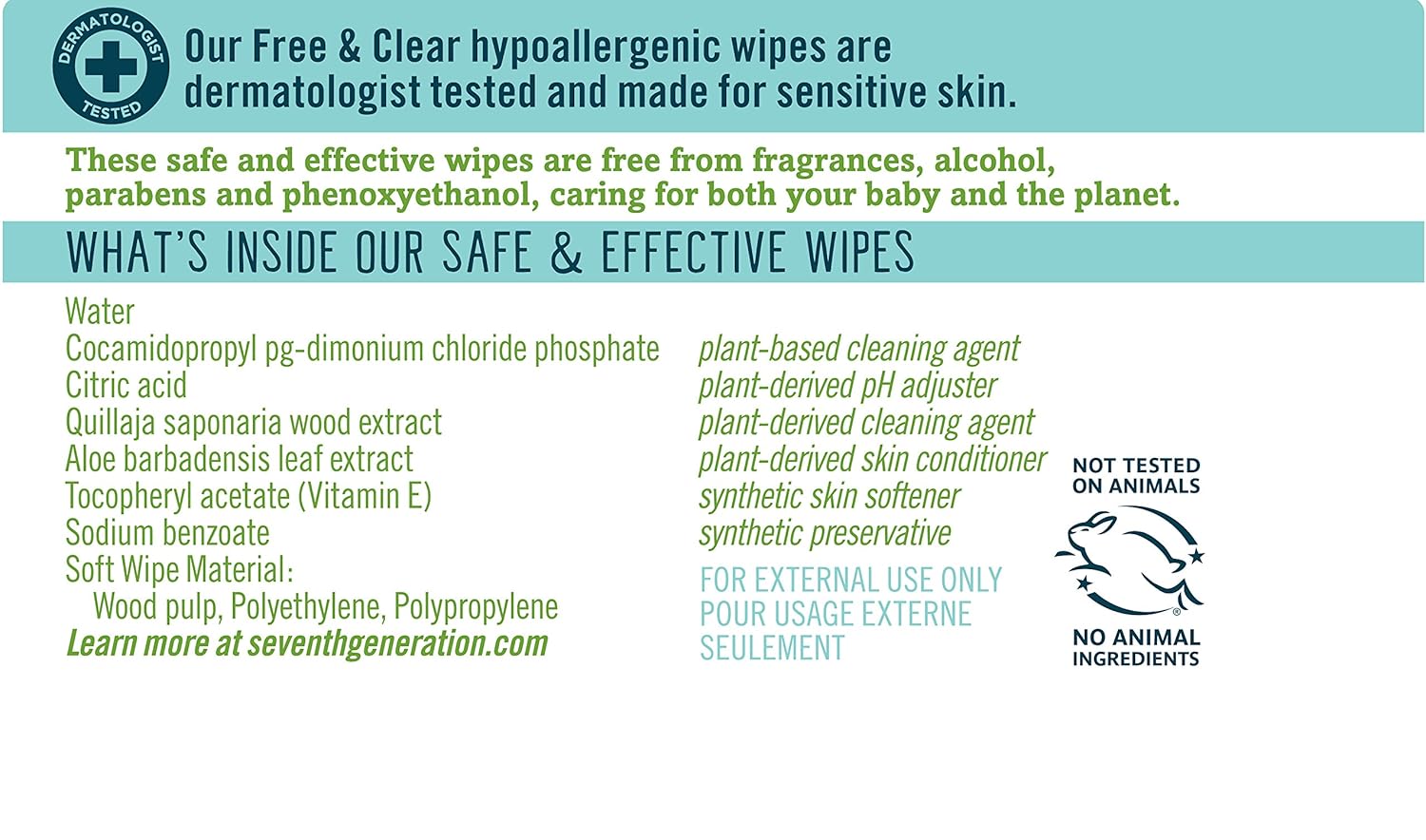 Seventh GenerationBaby wipes, 768 count, Made for Sensitive Skin, Refill with Tape Seal, 64 Count (Pack of 12)