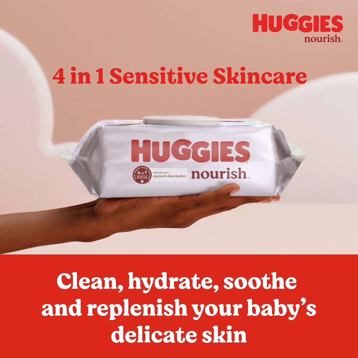 Alternative view of Huggies Nourish ScentedBaby wipes, 6 Push Button Packs (336 Wipes Total)