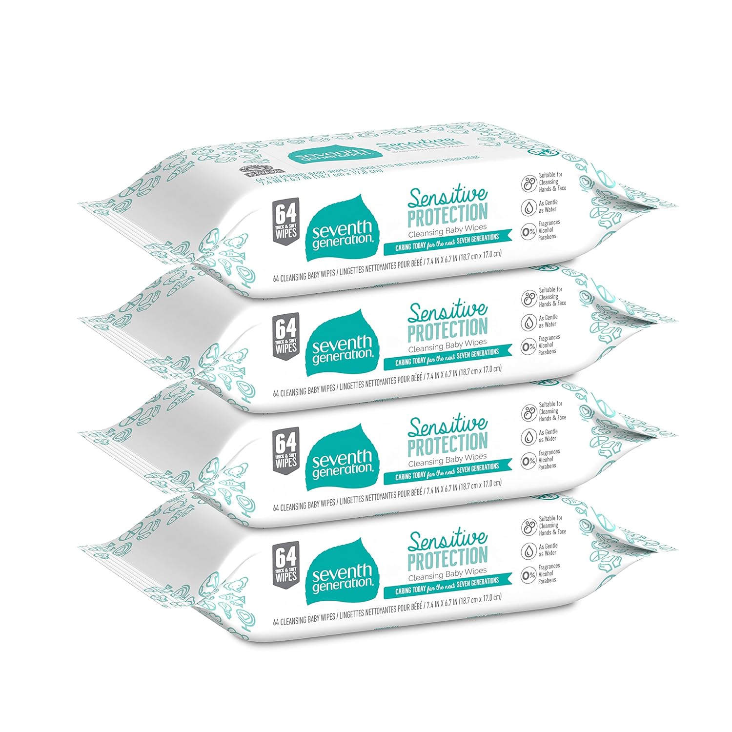 Alternative view of Seventh GenerationBaby wipes Refill With Tape Seal Sensitive Protection UnscentedBaby wipes 256 Count