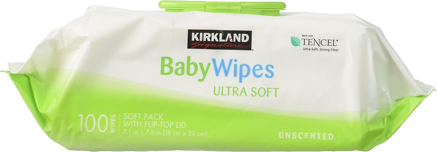 Kirkland SignatureBaby wipes, Ultra-Soft, Unscented, 100 Count Wipes Pack of 6