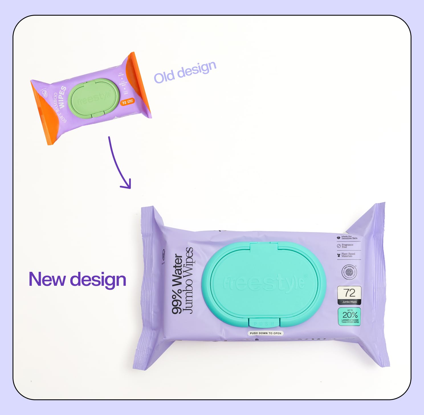 Freestyle Soft JumboBaby wipes, Hypoallergenic and Unscented, Water-Based Wet Wipes for Babies, Finely Suited for Sensitive Skin, Thick & Oversized, Pack of 12, 72 Wipes Per Pack