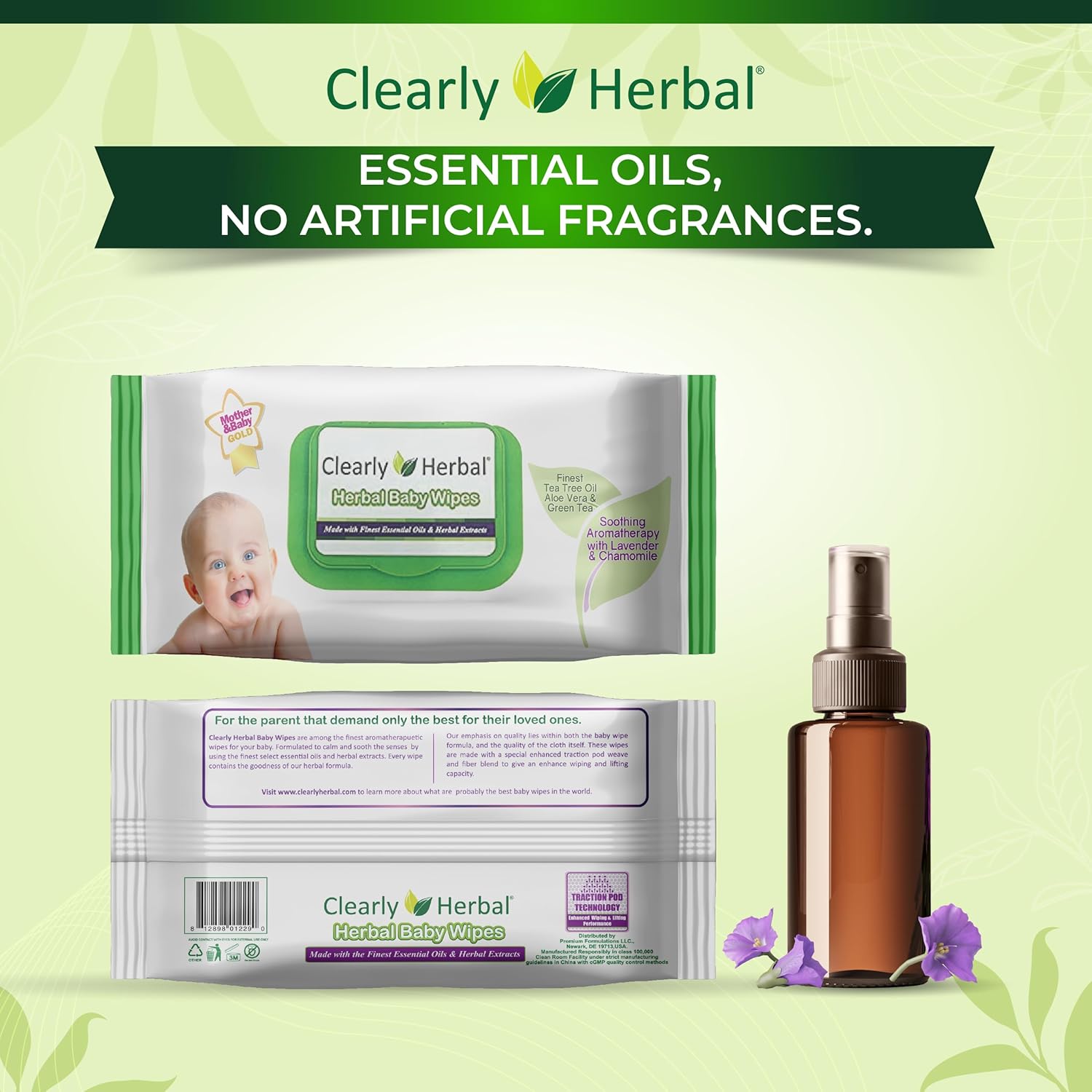 Alternative view of Clearly HerbalBaby wipes, made with Essential Oils and Natural Herbal Extracts, Parent's Choice, Case Pack 288 Plant Based Wipes (4 Packs x 72 Count)