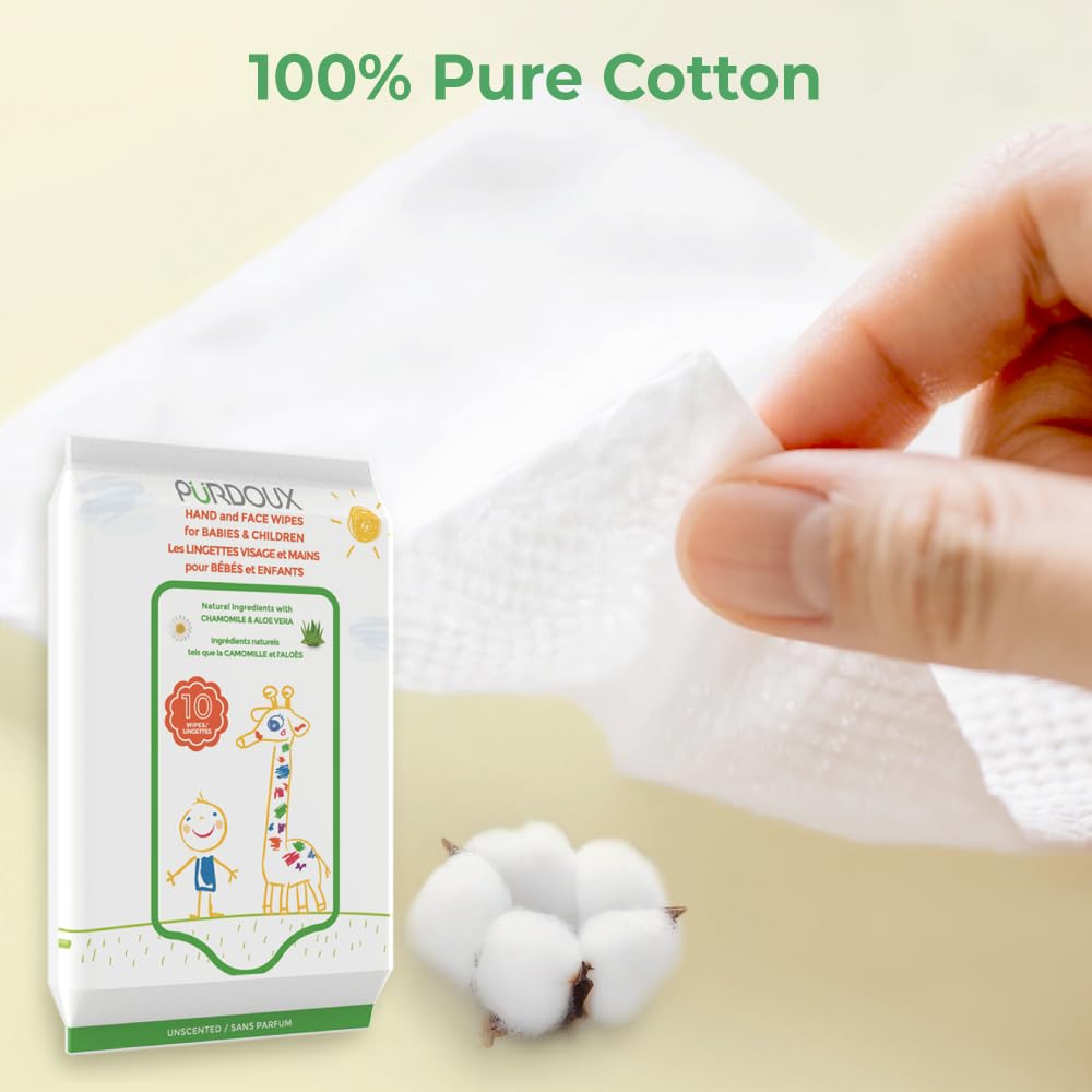 Alternative view of PURDOUX TM Hand and Face Wipes for Babies and Children 120 Wipes (12 Packs of 10)
