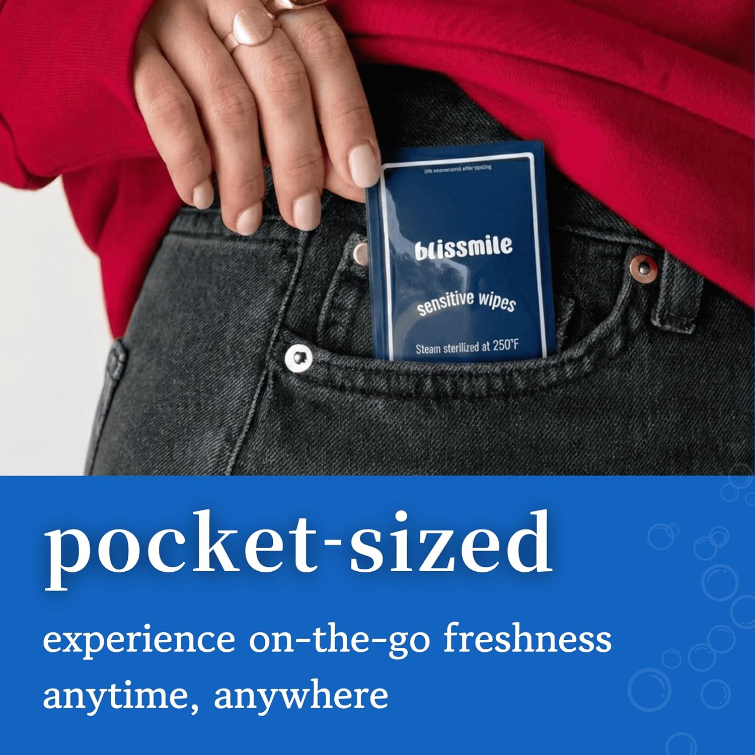 Alternative view of blissmile 100% Water & Cotton Wet Wipes Travel Size - Individually Wrapped - Fragrance & Preservative-Free for Baby, Women & Sensitive Skin - Gentle Hand, Face, Body & Feminine Care - 110 Count