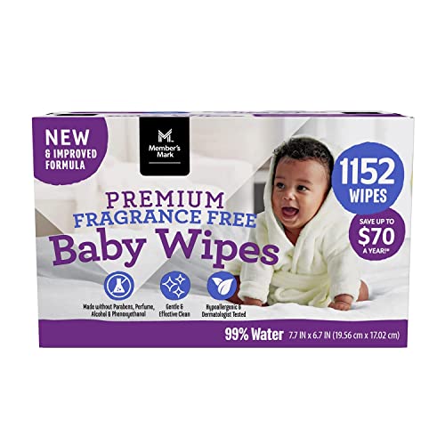 Member's Mark Premium Fragrance-FreeBaby wipes (1152 Count), 19.6 pounds, 1152.0 Count